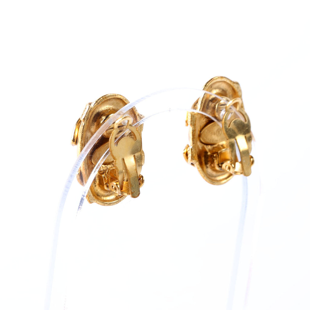 Chanel CC Oval Clip On Earrings Gold