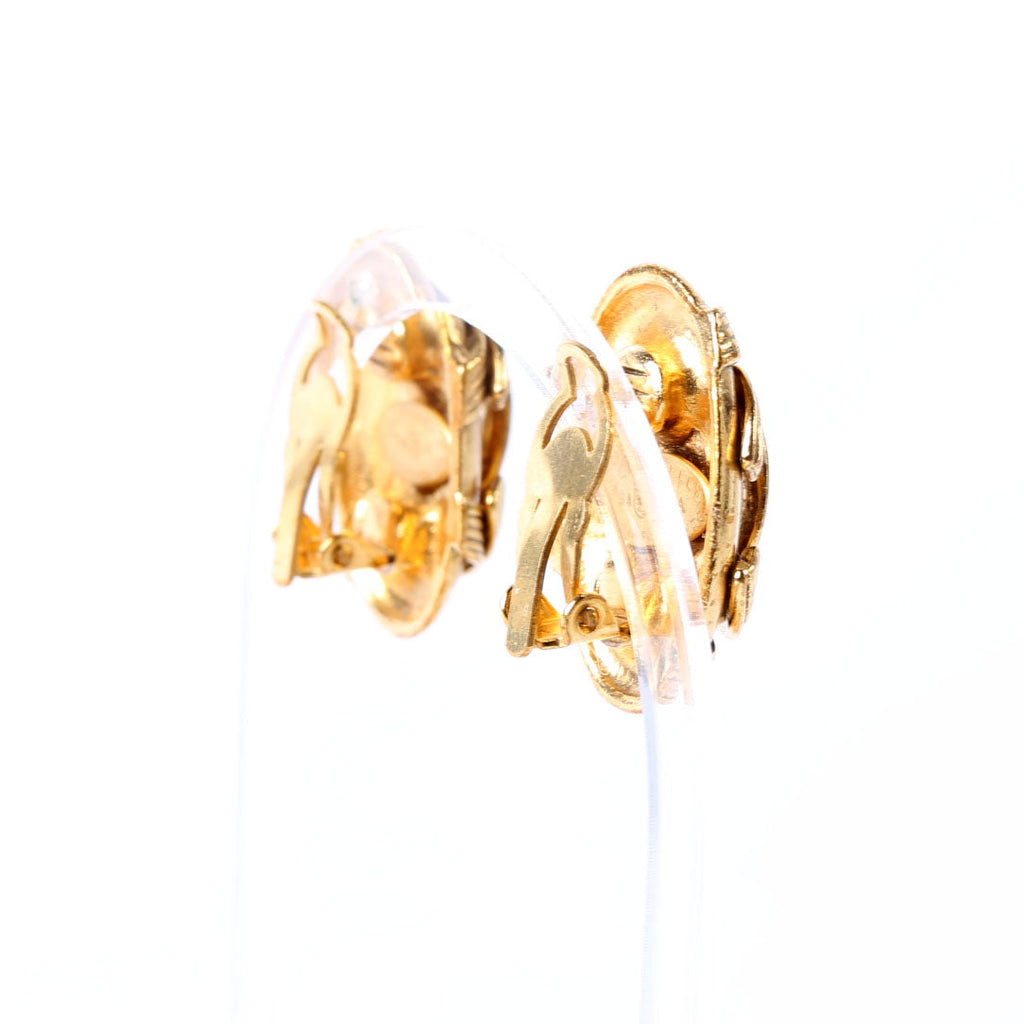 Chanel CC Oval Clip On Earrings Gold