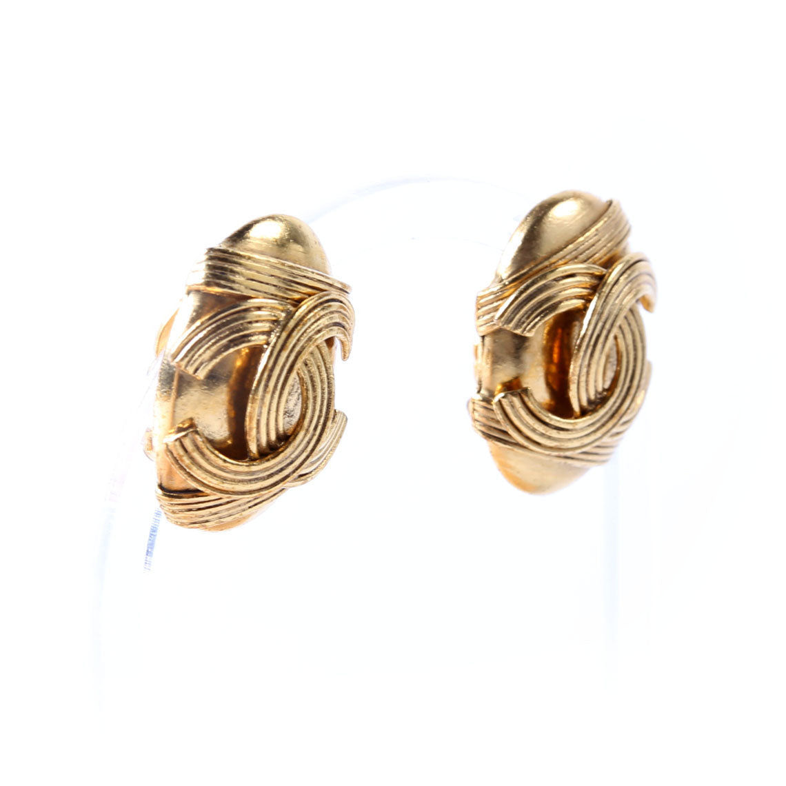 Chanel CC Oval Clip On Earrings Gold