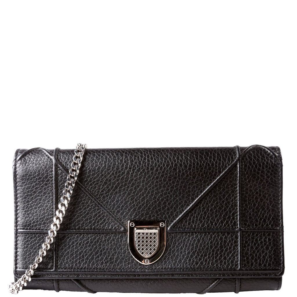 Christian Dior Diorama Wallet On A Chain Grain Calfskin