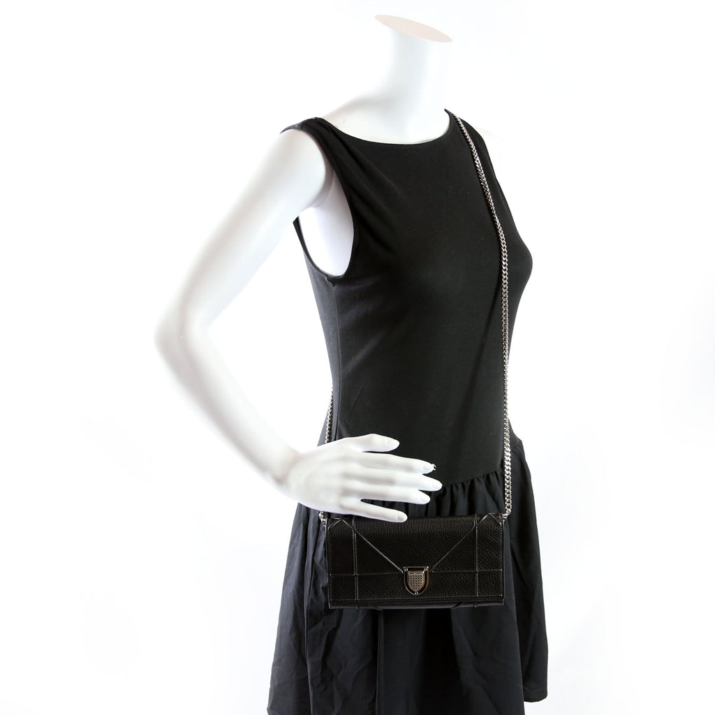 Christian Dior Diorama Wallet On A Chain Grain Calfskin