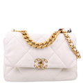 Chanel Quilted Goatskin 19 Large Flap White