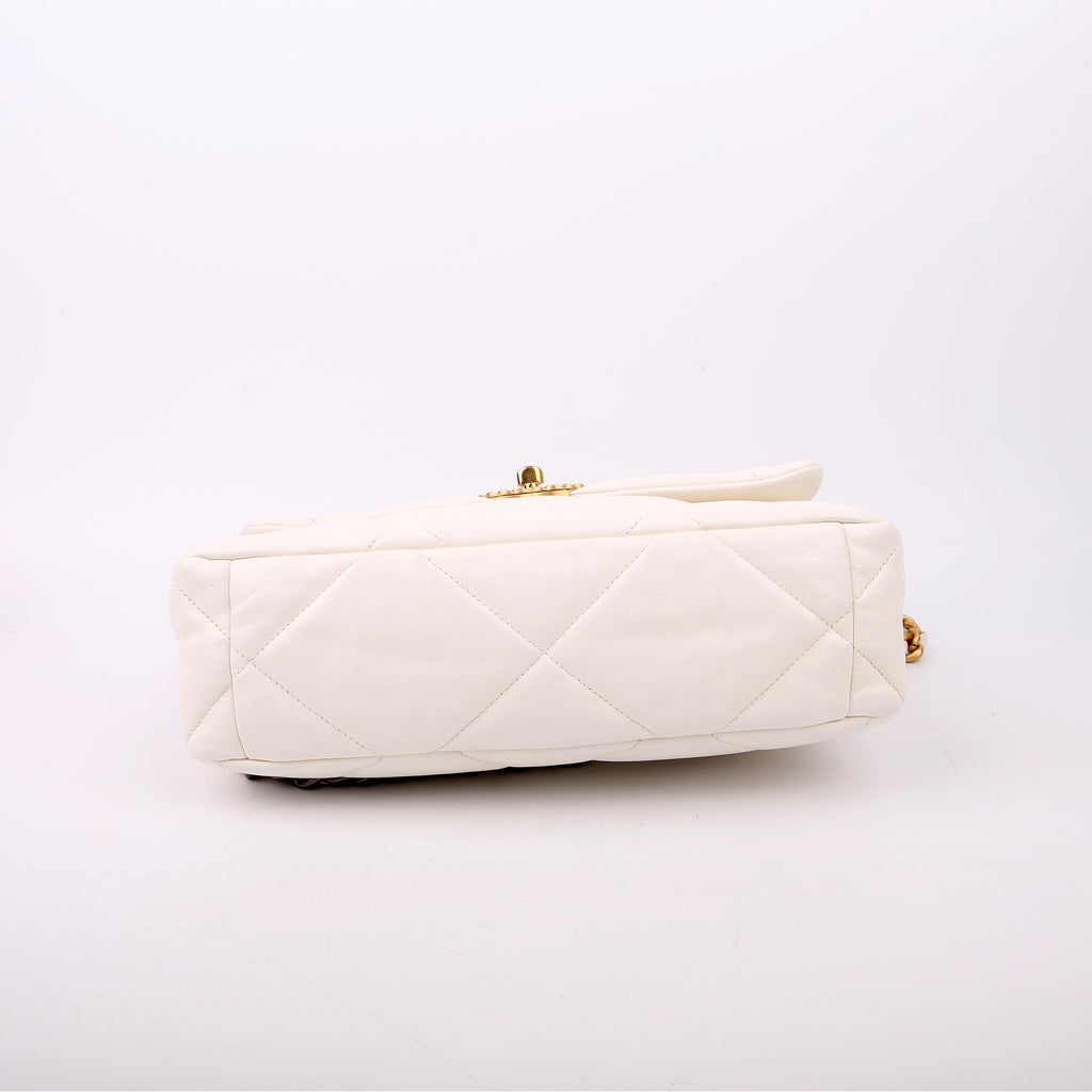 Chanel Quilted Goatskin 19 Large Flap White