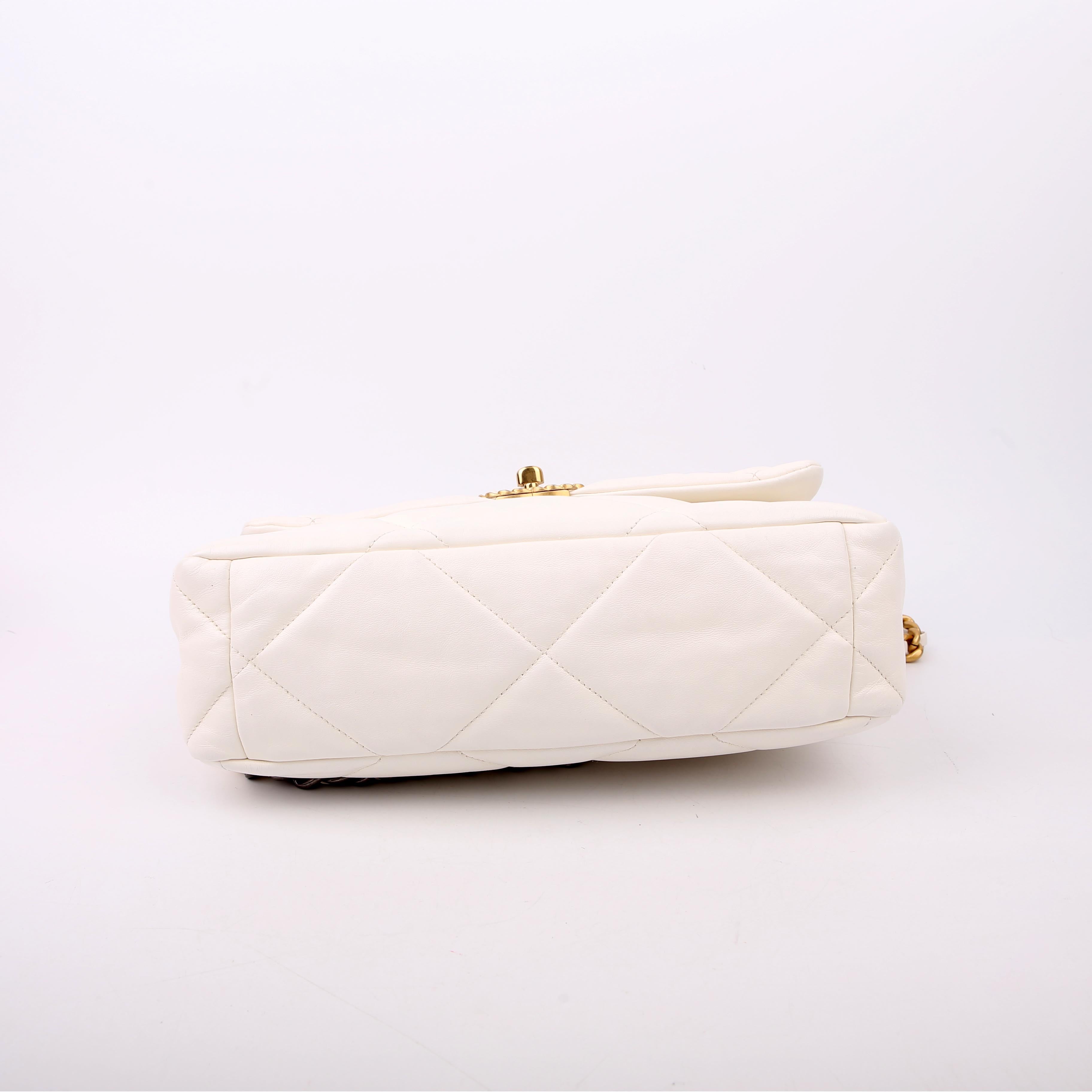Chanel Quilted Goatskin 19 Large Flap White