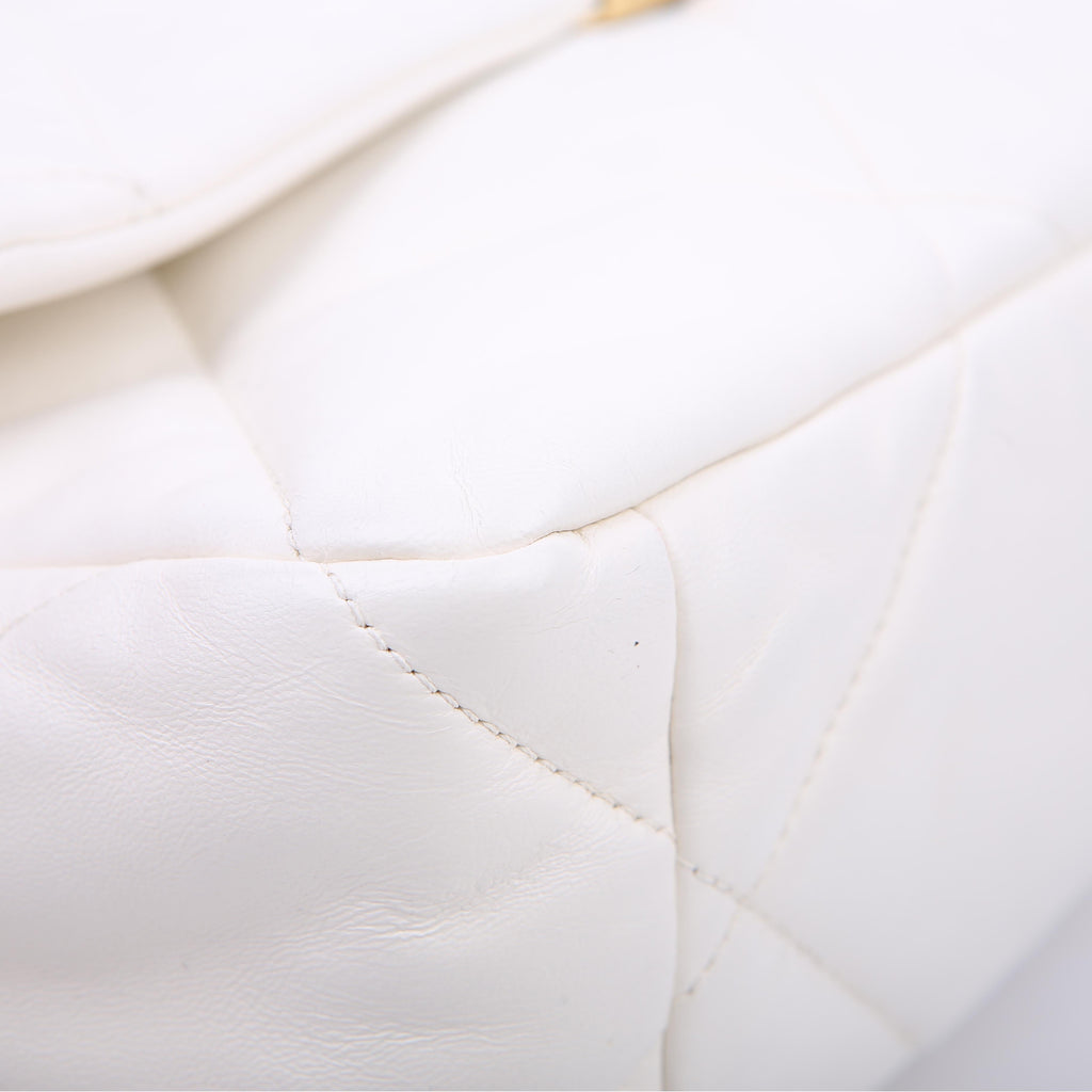 Chanel Quilted Goatskin 19 Large Flap White
