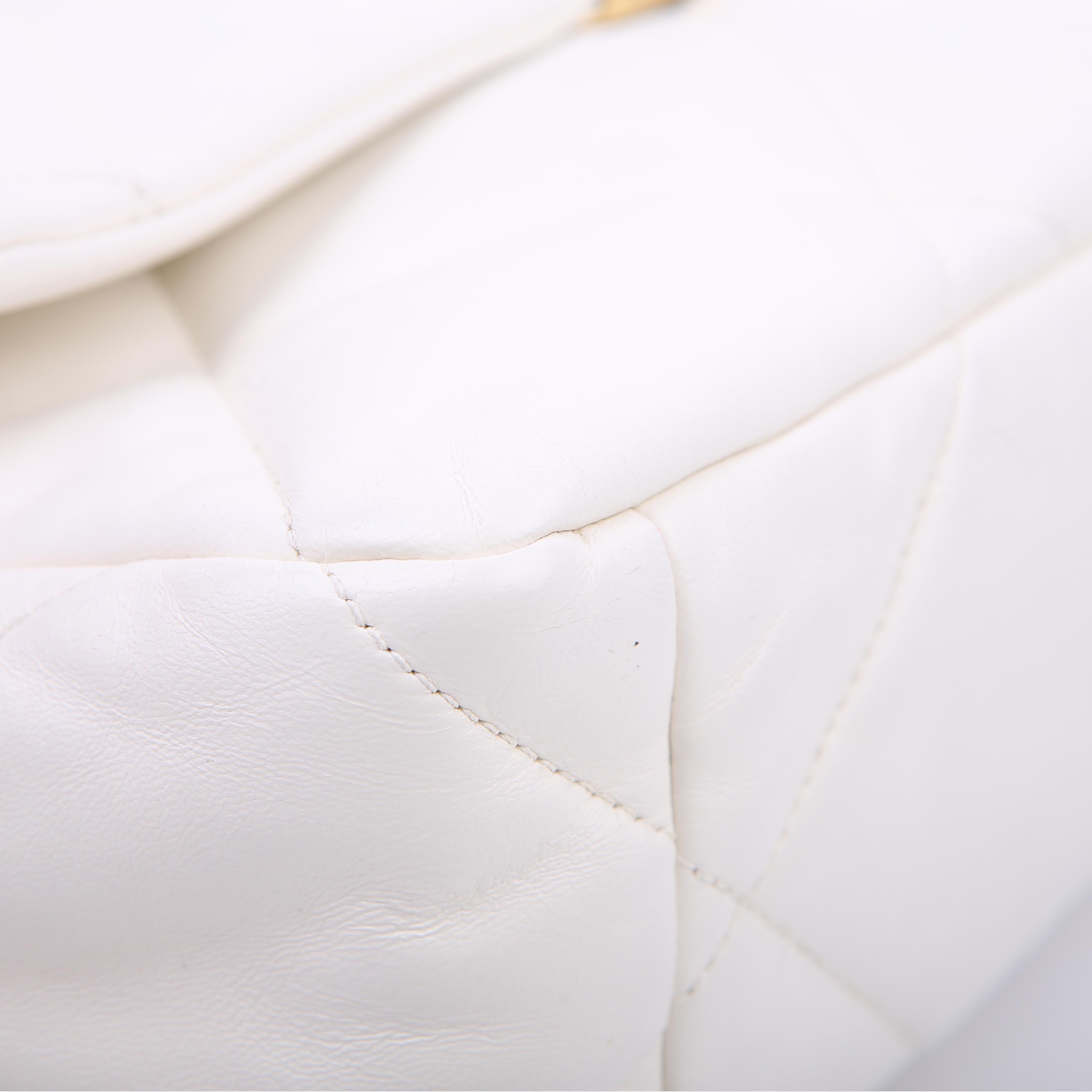 Chanel Quilted Goatskin 19 Large Flap White