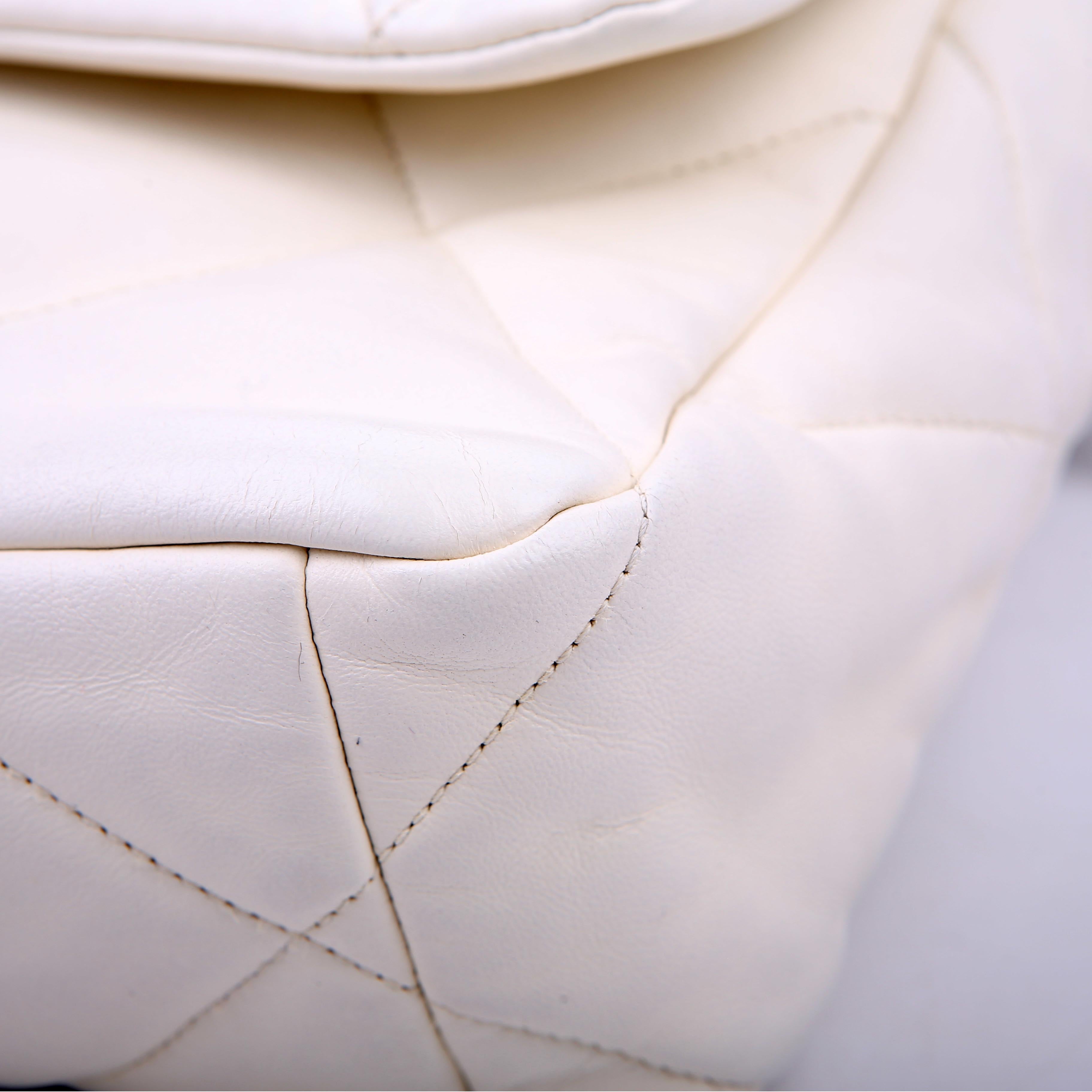 Chanel Quilted Goatskin 19 Large Flap White