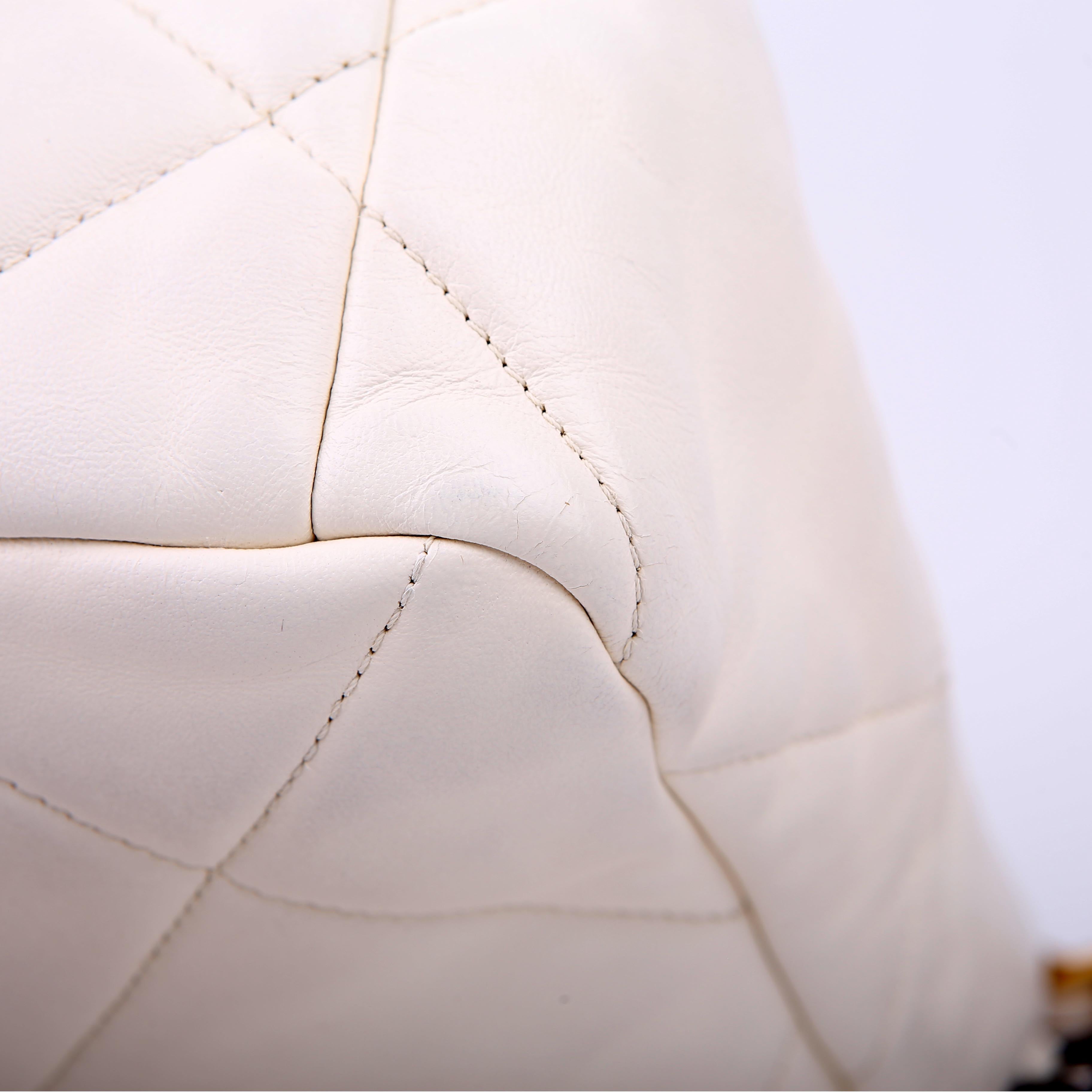 Chanel Quilted Goatskin 19 Large Flap White