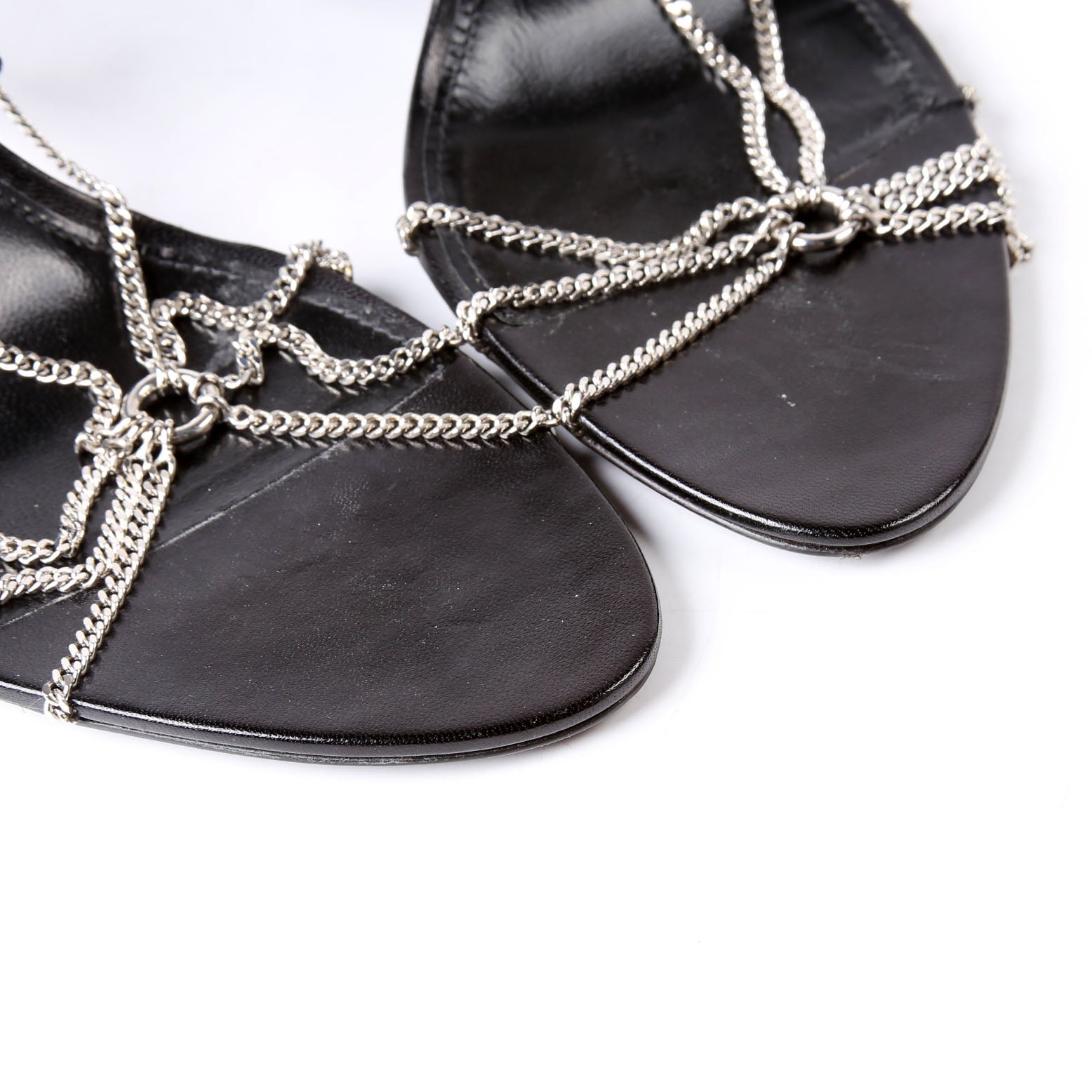Saint Laurent Cristal Chain Link Sandals Size 40 Black
