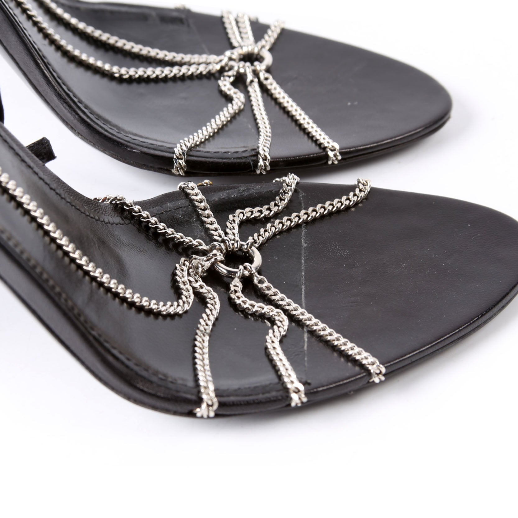 Saint Laurent Cristal Chain Link Sandals Size 40 Black