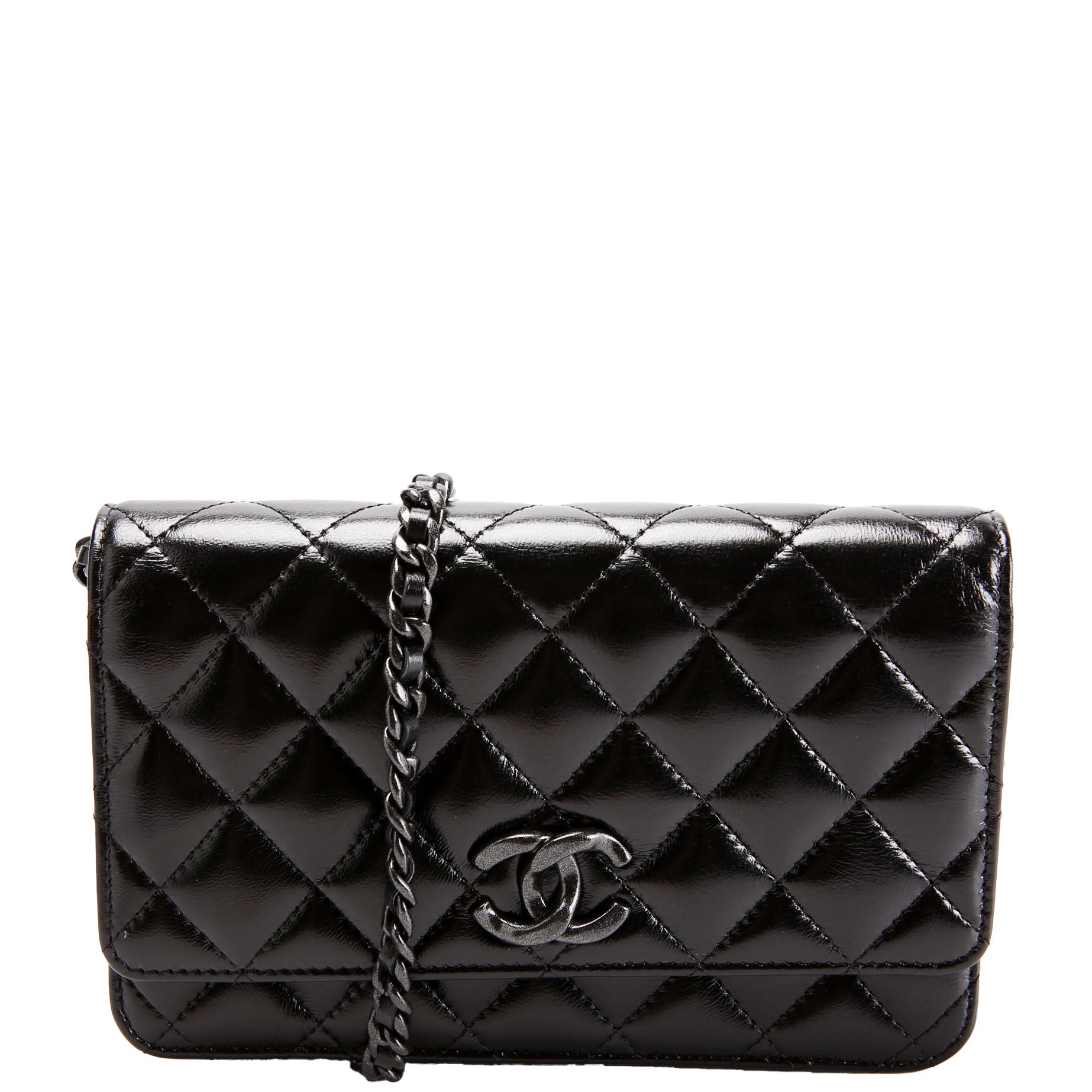 Chanel Woc Quilted Shiny Calfskin So Black RFID