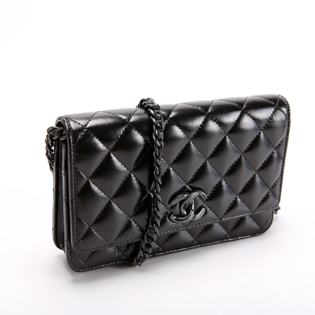 Chanel Woc Quilted Shiny Calfskin So Black RFID