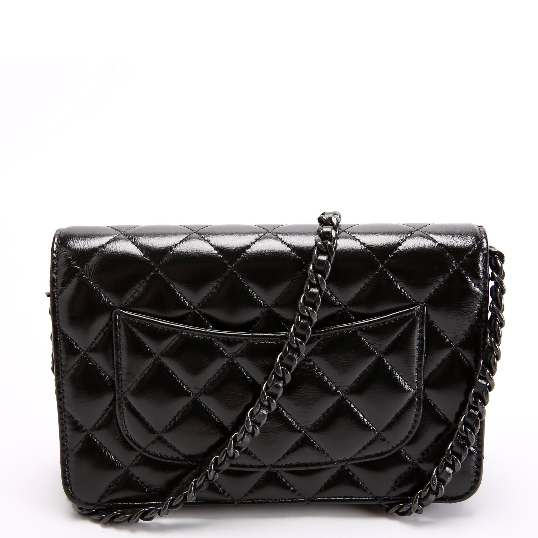 Chanel Woc Quilted Shiny Calfskin So Black RFID