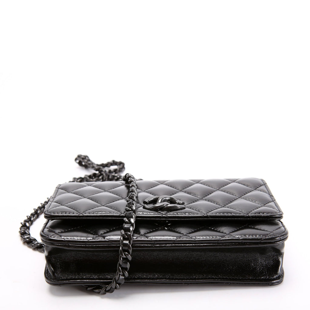 Chanel Woc Quilted Shiny Calfskin So Black RFID