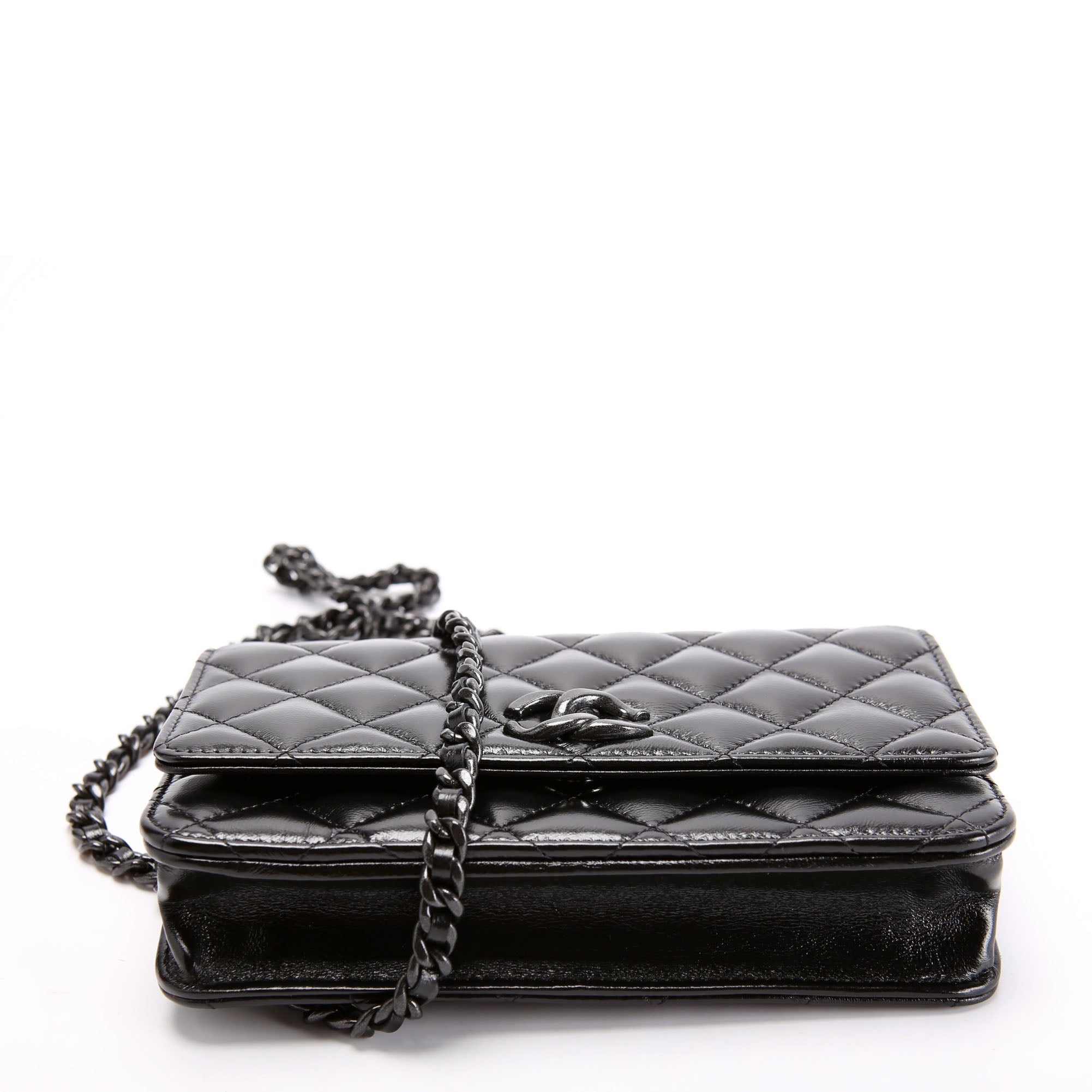 Chanel Woc Quilted Shiny Calfskin So Black RFID