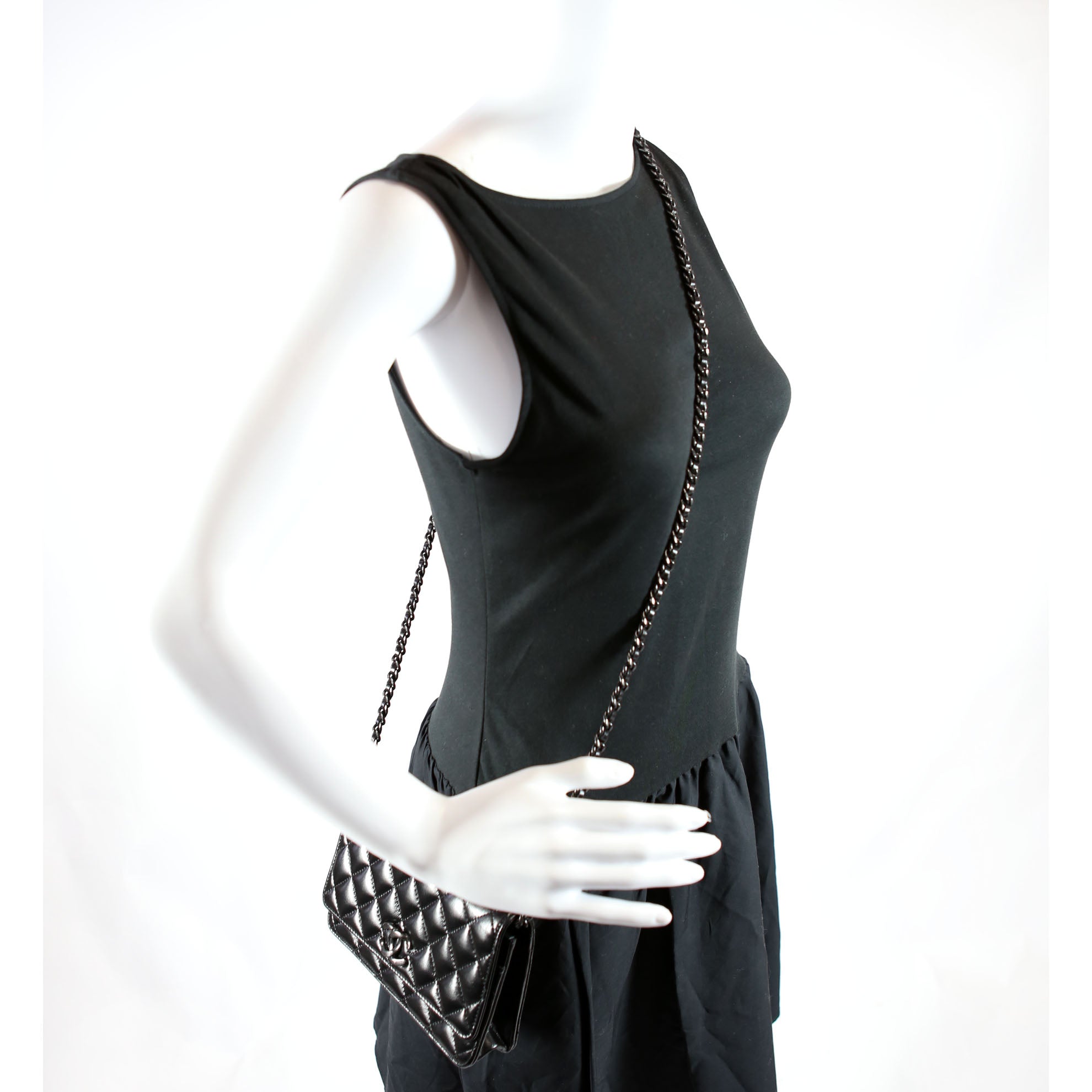 Chanel Woc Quilted Shiny Calfskin So Black RFID