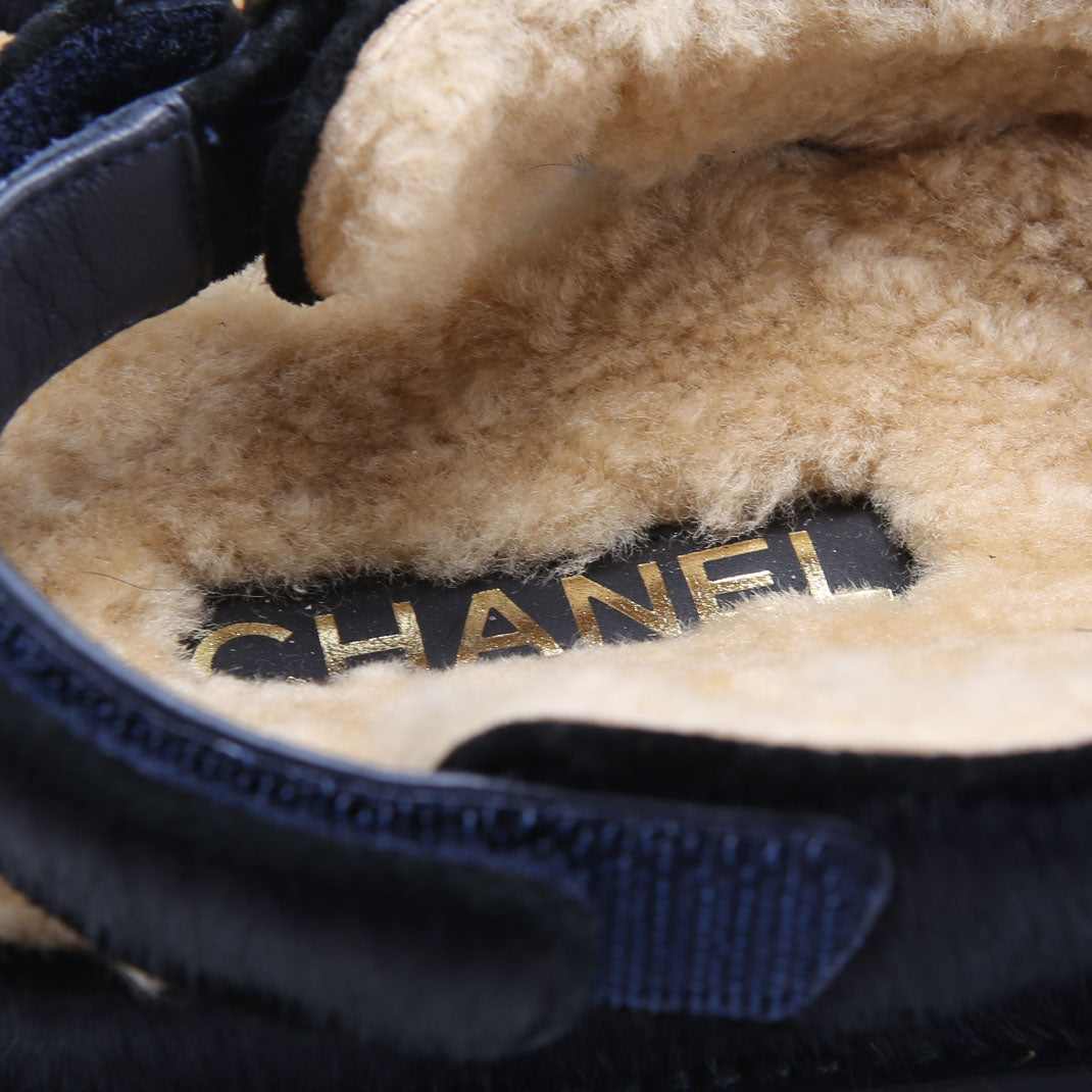 Chanel CC Dad Sandals Calf Hair Shearling Size 40