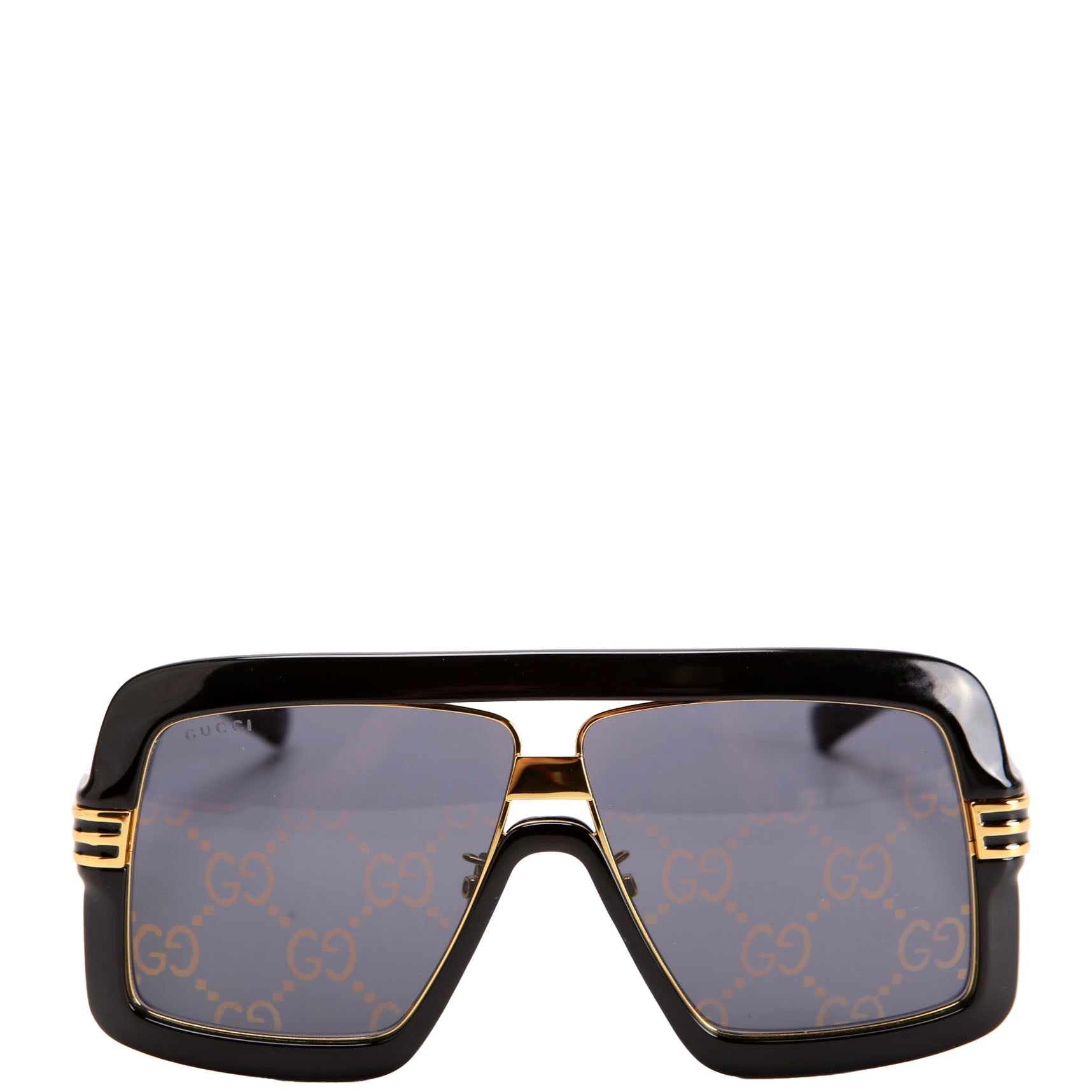 Gucci GG0900S Acetate Shield Sunglasses Black/Gold