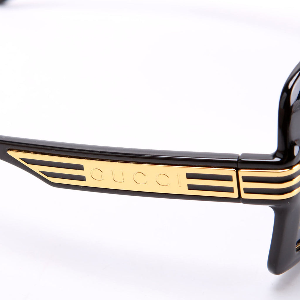 Gucci GG0900S Acetate Shield Sunglasses Black/Gold