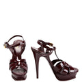 Saint Laurent Tribute Platform Sandal Heels Size 41 Burgundy
