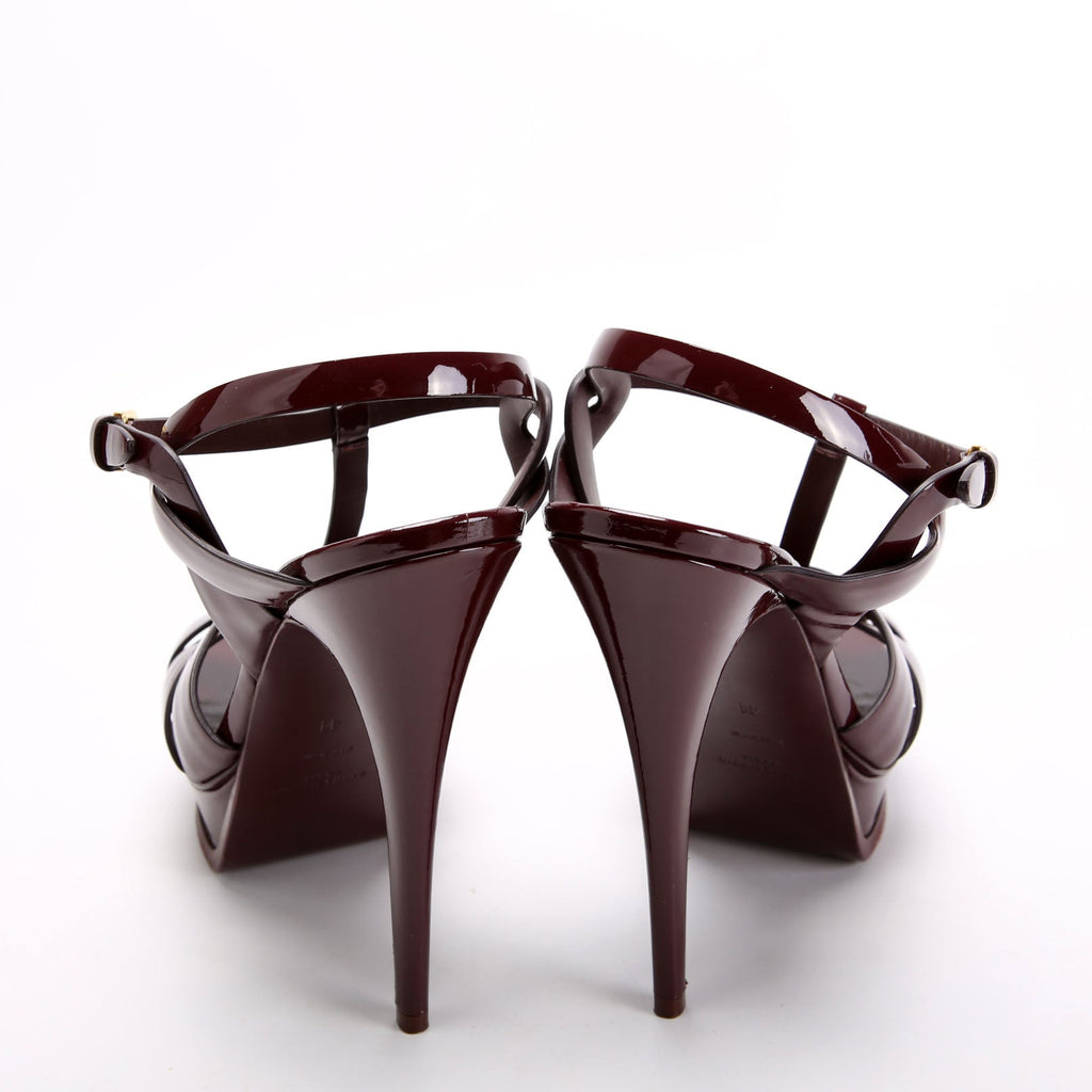 Saint Laurent Tribute Platform Sandal Heels Size 41 Burgundy