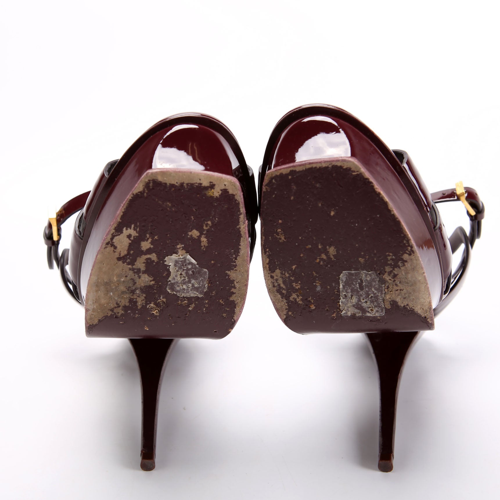 Saint Laurent Tribute Platform Sandal Heels Size 41 Burgundy
