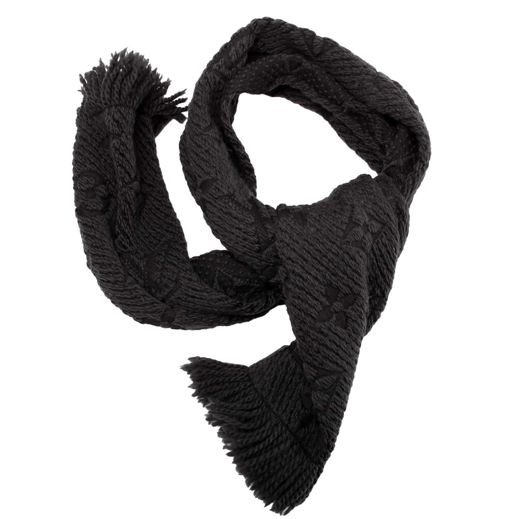 Louis Vuitton Logomania Wool/Silk Scarf Black