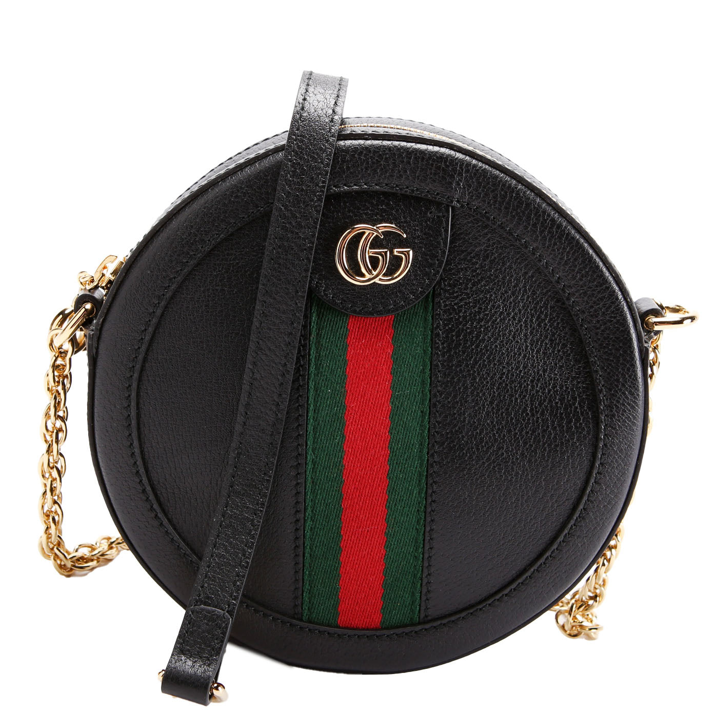 Gucci 550618 Ophidia Leather Round Small Crossbody Black