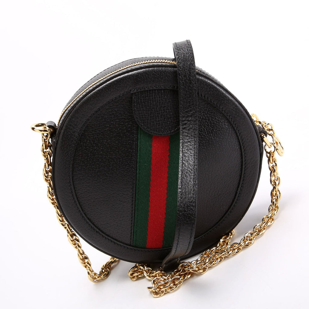 Gucci 550618 Ophidia Leather Round Small Crossbody Black