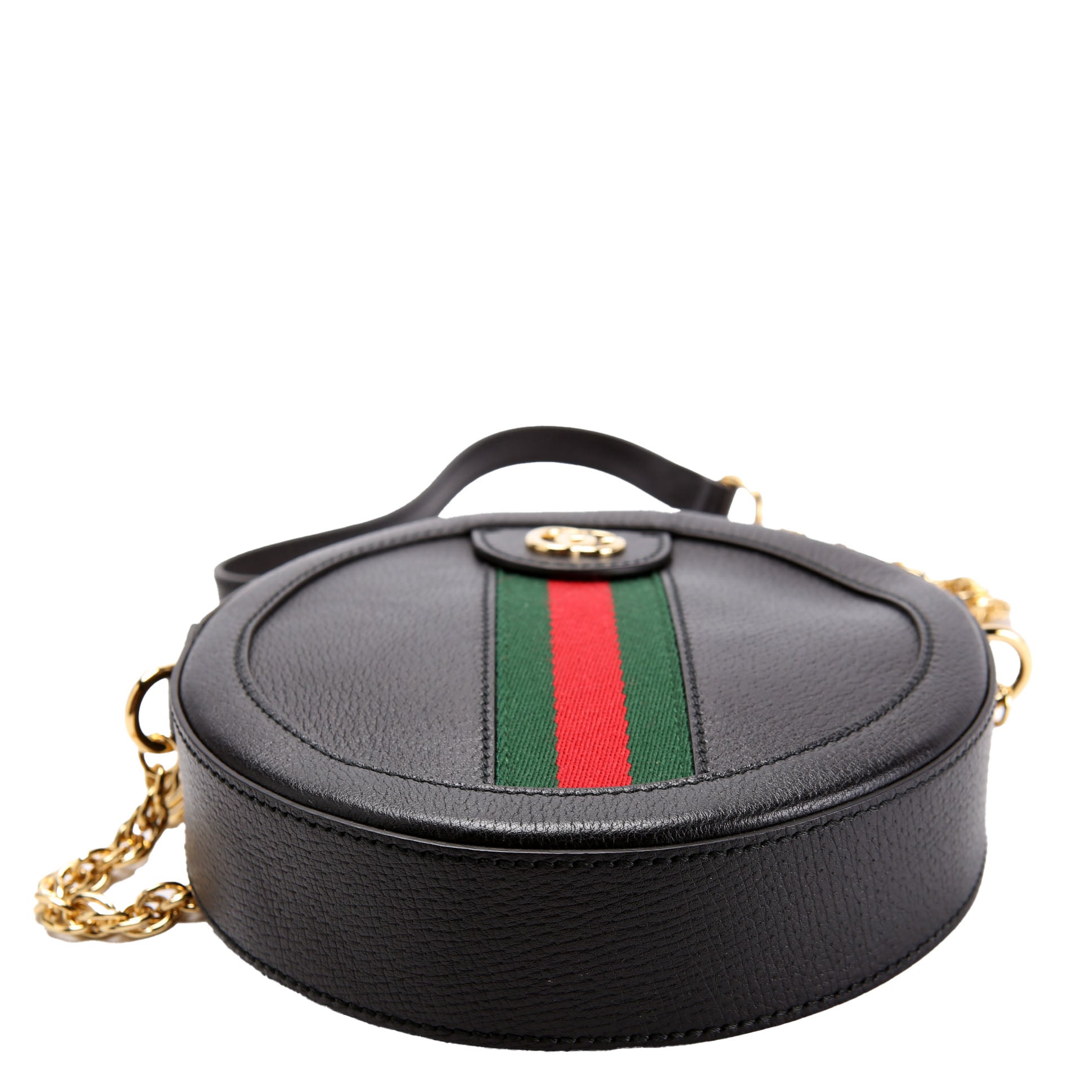 Gucci 550618 Ophidia Leather Round Small Crossbody Black
