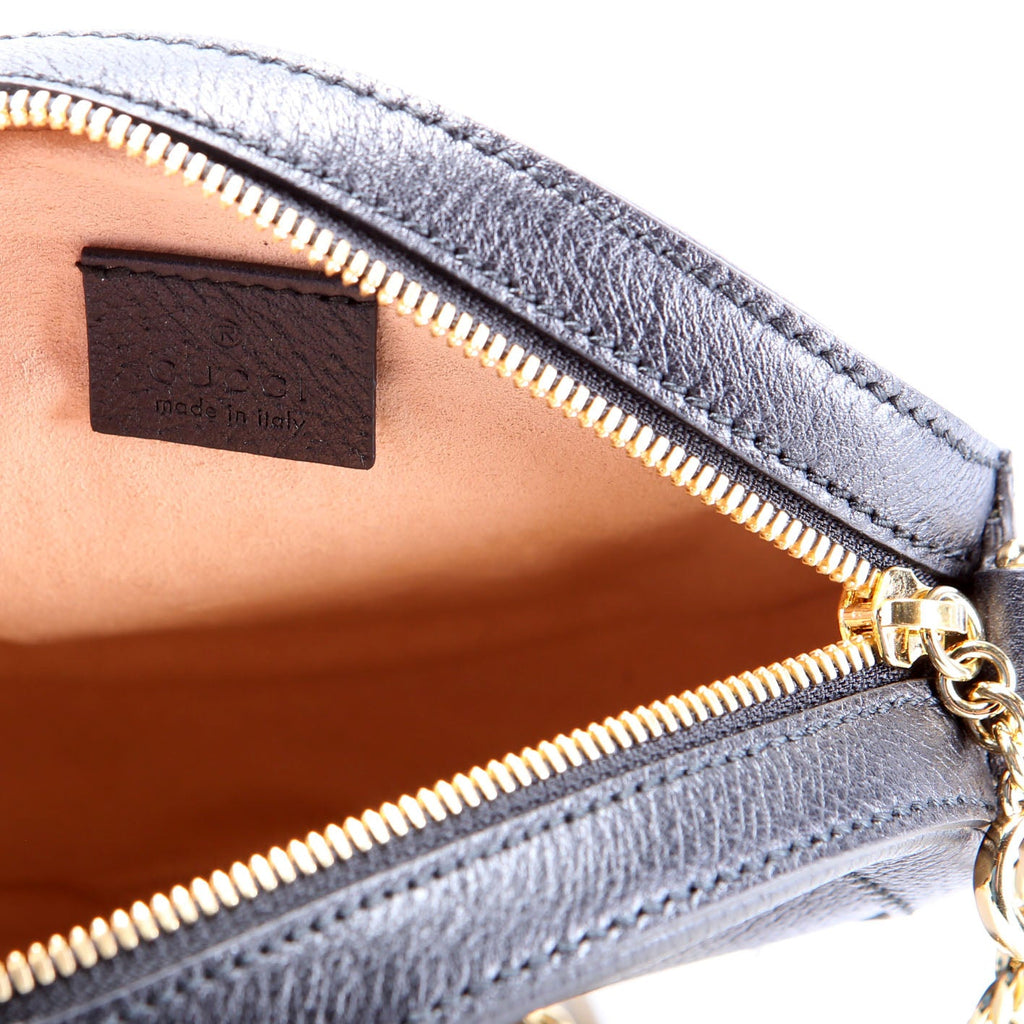 Gucci 550618 Ophidia Leather Round Small Crossbody Black