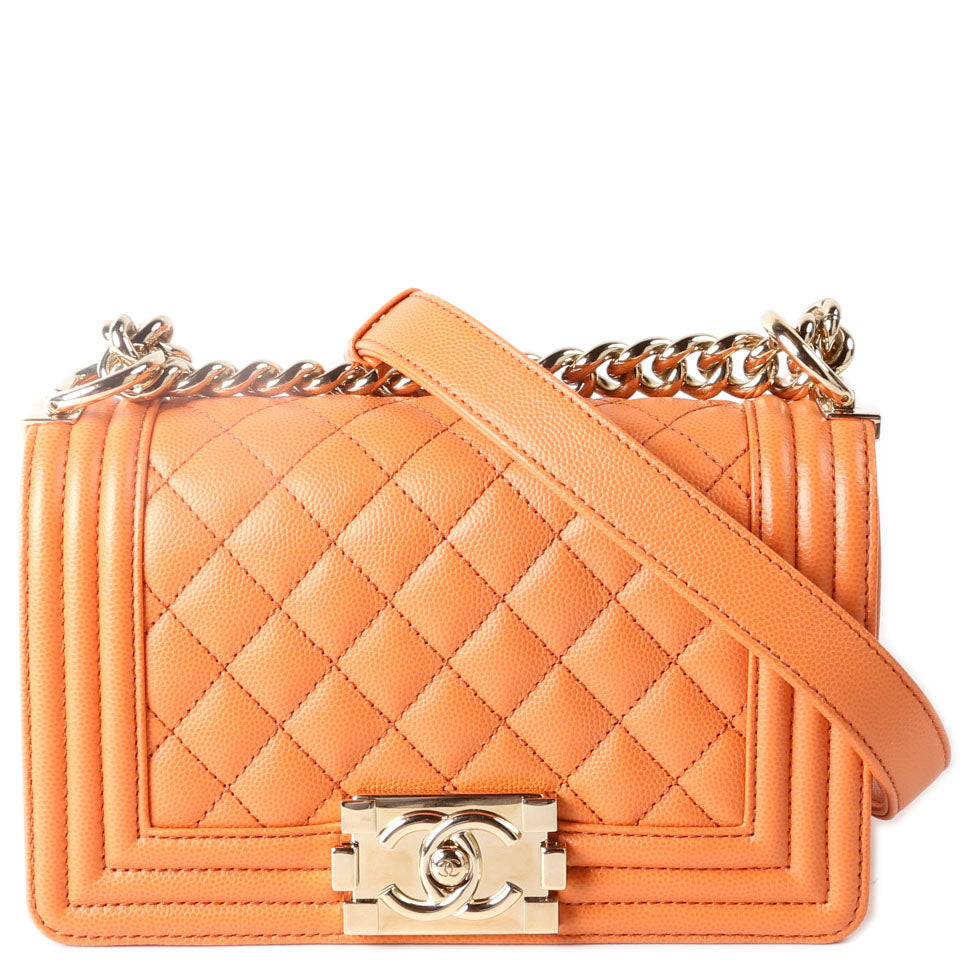 Chanel Boy Flap Small Caviar RFID Orange