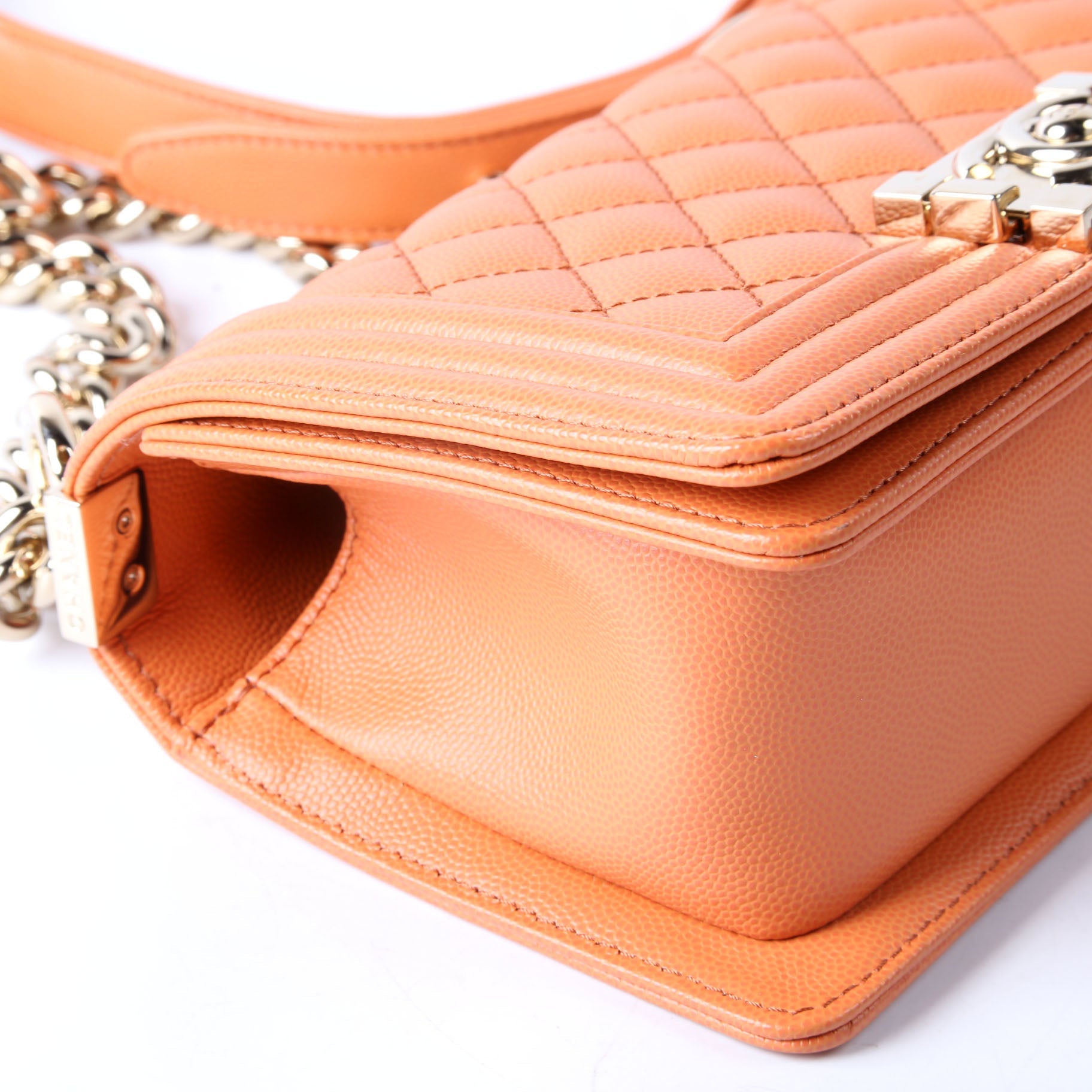 Chanel Boy Flap Small Caviar RFID Orange