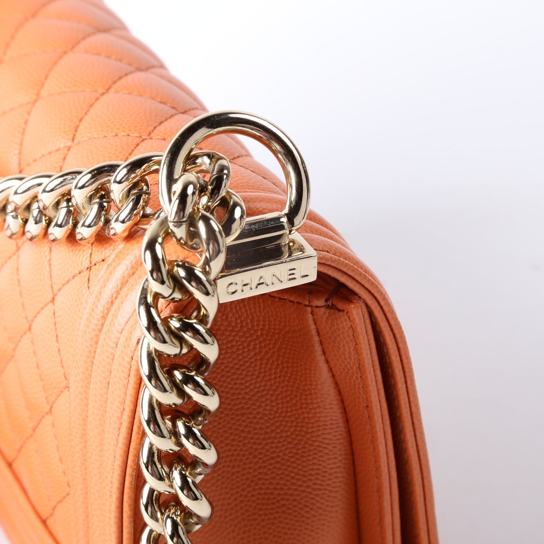 Chanel Boy Flap Small Caviar RFID Orange
