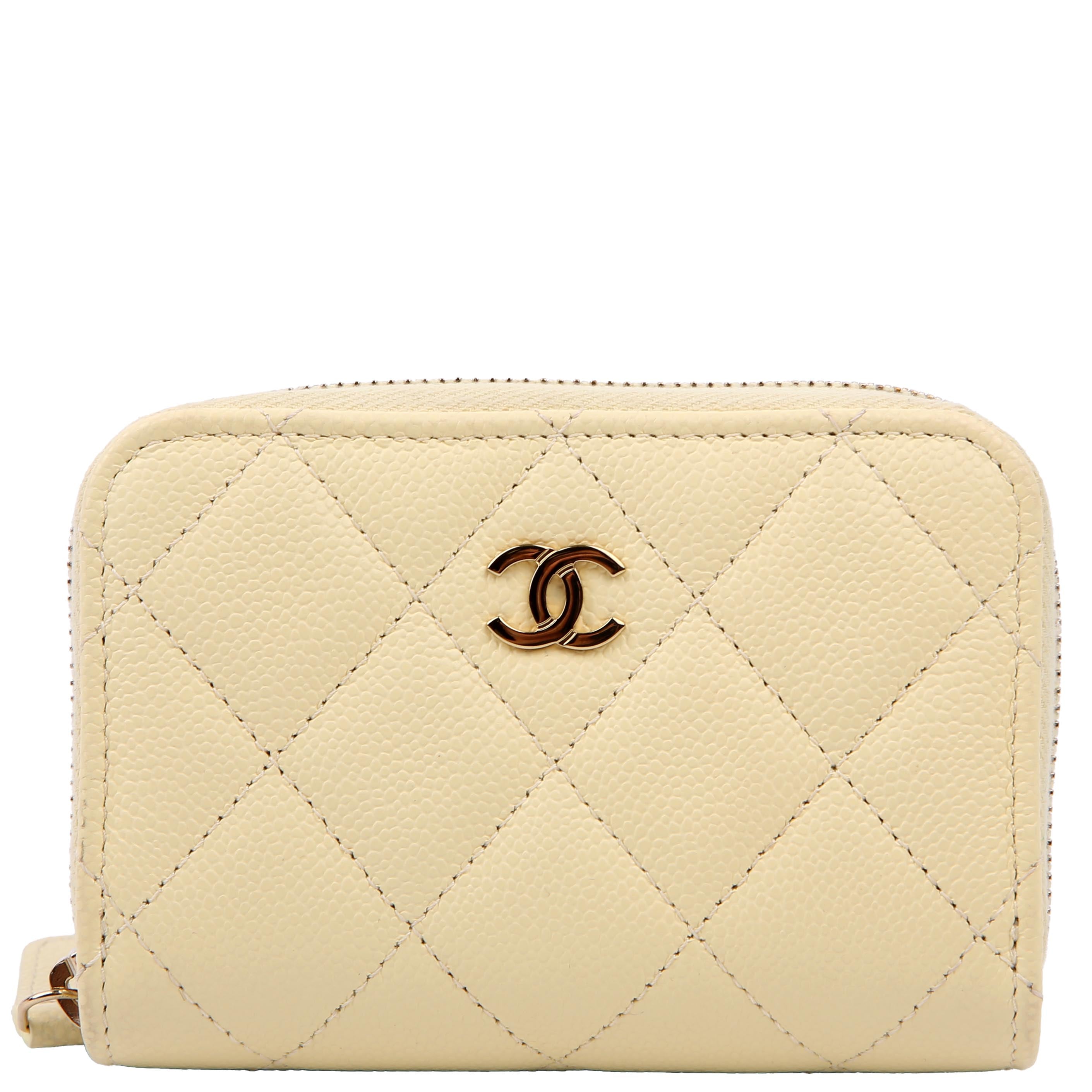 Chanel Zip Around Coin Card Case Caviar RFID Yellow