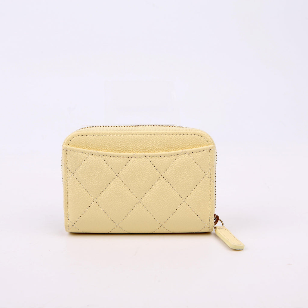 Chanel Zip Around Coin Card Case Caviar RFID Yellow