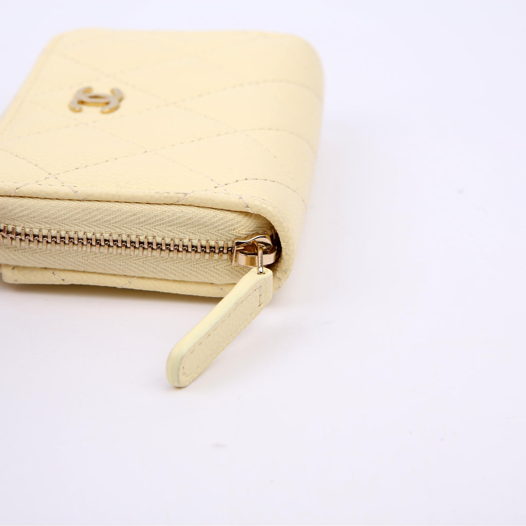 Chanel Zip Around Coin Card Case Caviar RFID Yellow