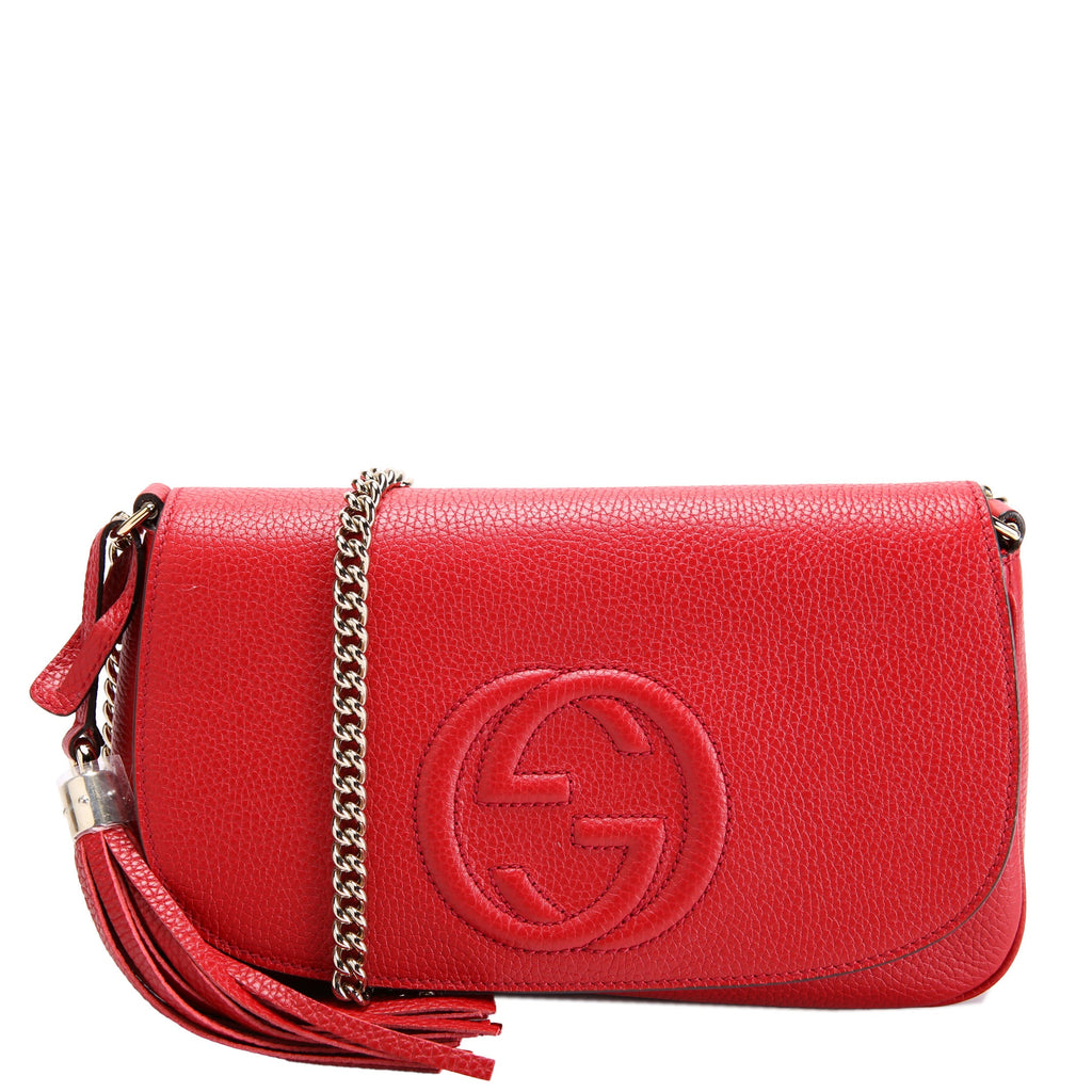 Gucci 536224 Soho Chain Tassel Flap Red