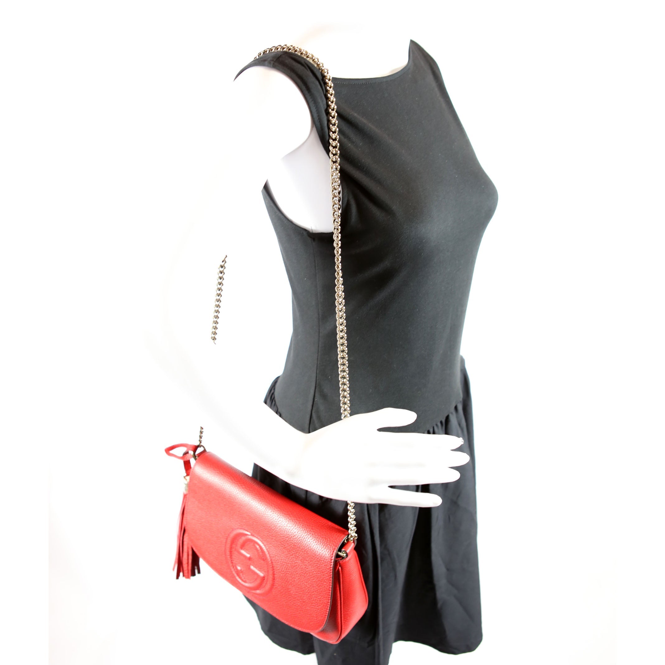 Gucci 536224 Soho Chain Tassel Flap Red