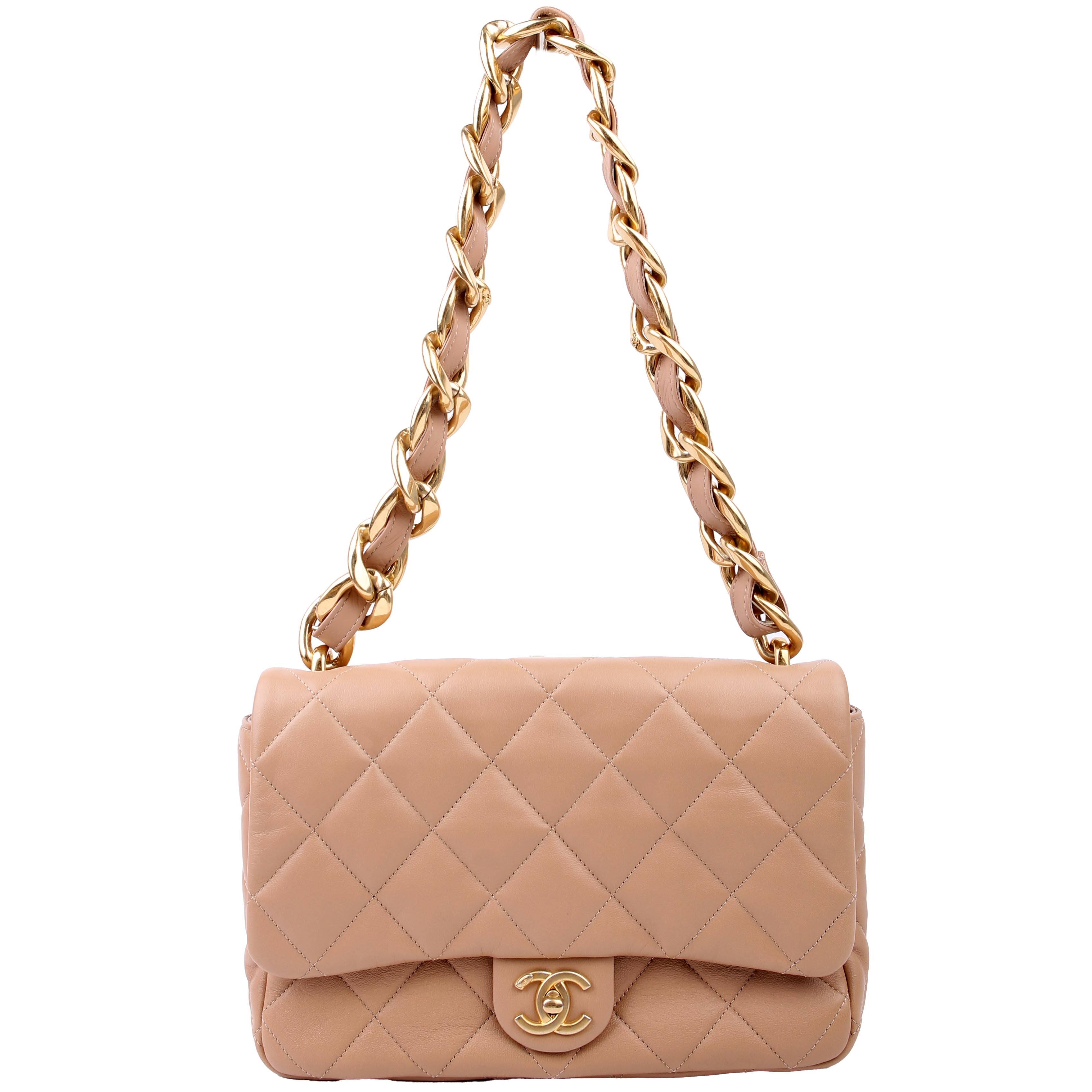 Chanel Large Flap Bag Lambskin RFID Tan