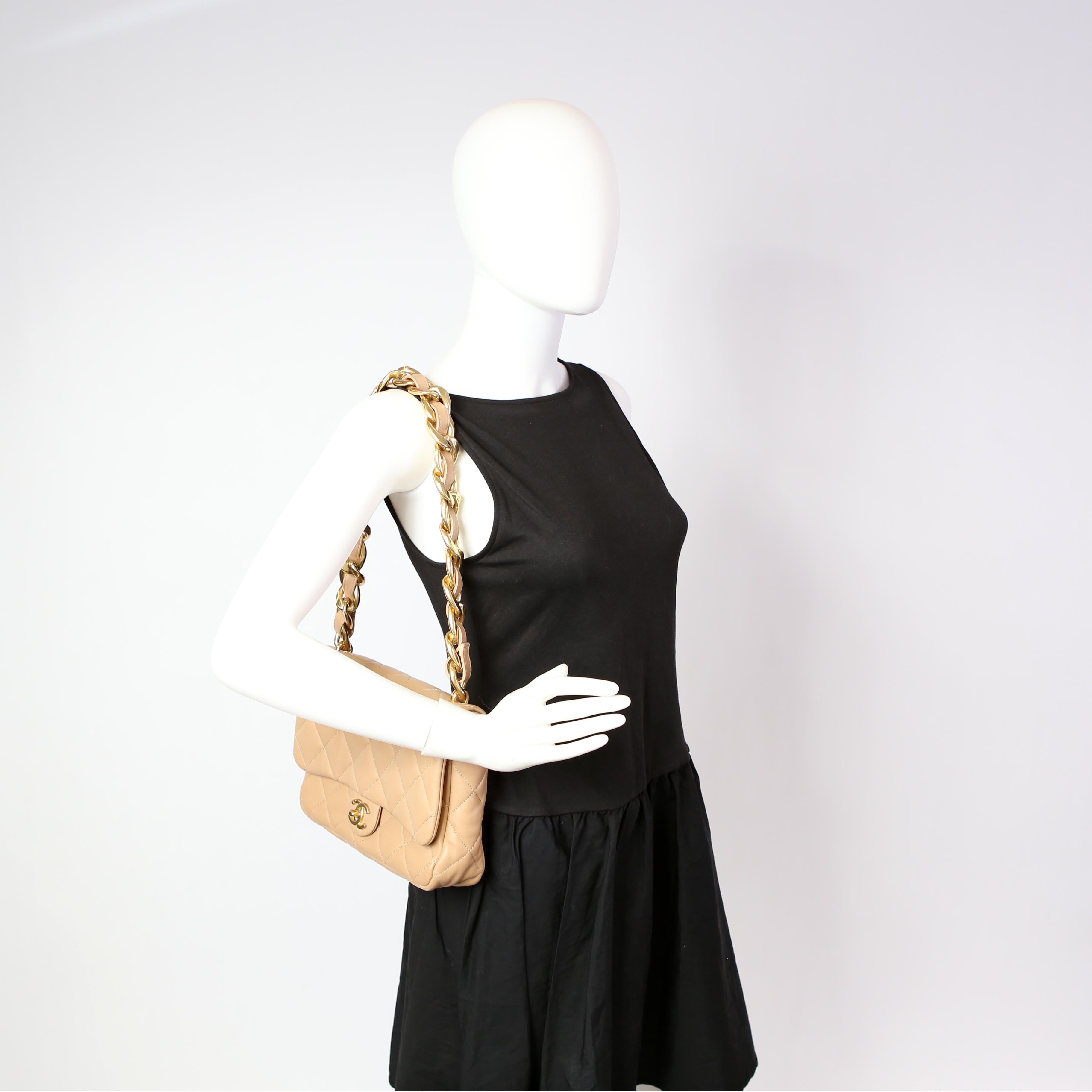 Chanel Large Flap Bag Lambskin RFID Tan