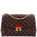 Louis Vuitton Caissa Chain Clutch Damier Ebene Red