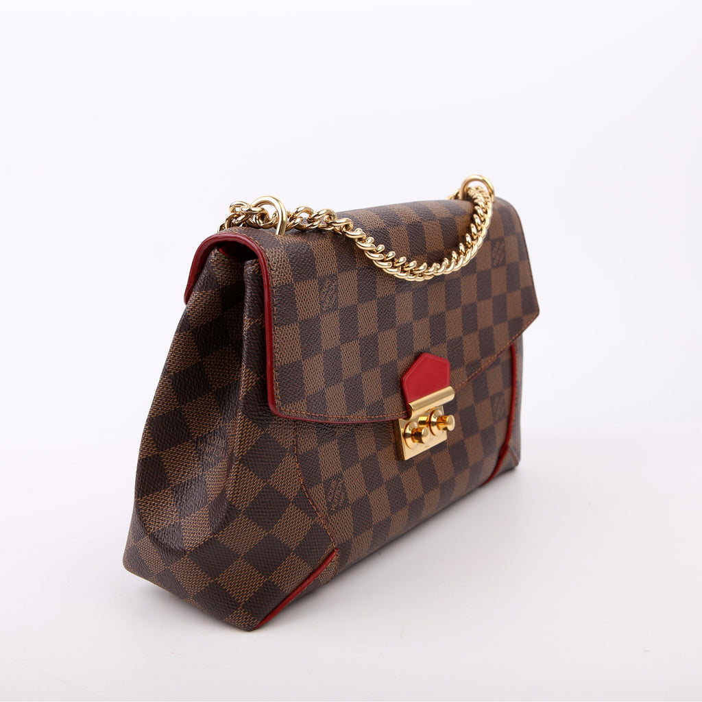 Louis Vuitton Caissa Chain Clutch Damier Ebene Red
