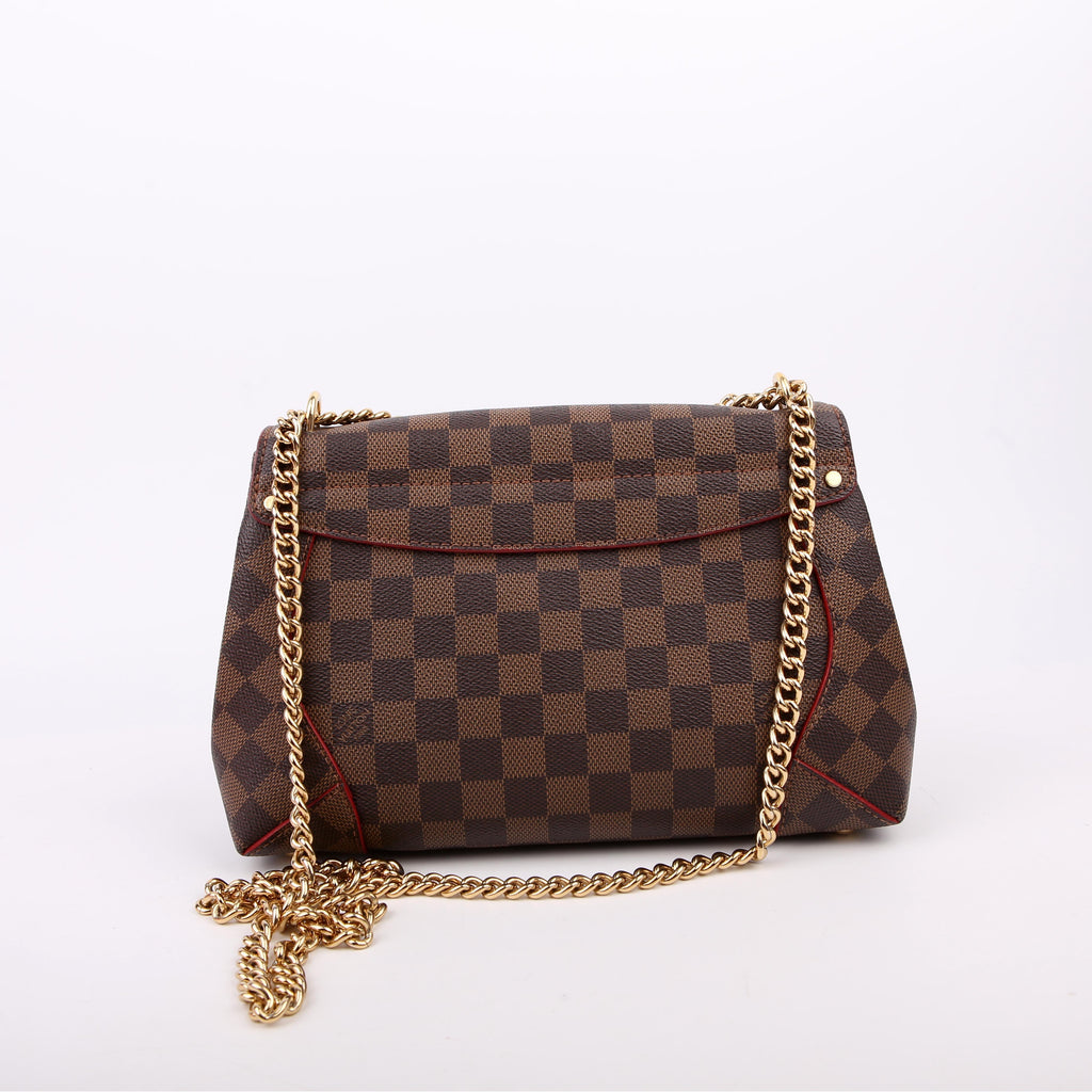 Louis Vuitton Caissa Chain Clutch Damier Ebene Red