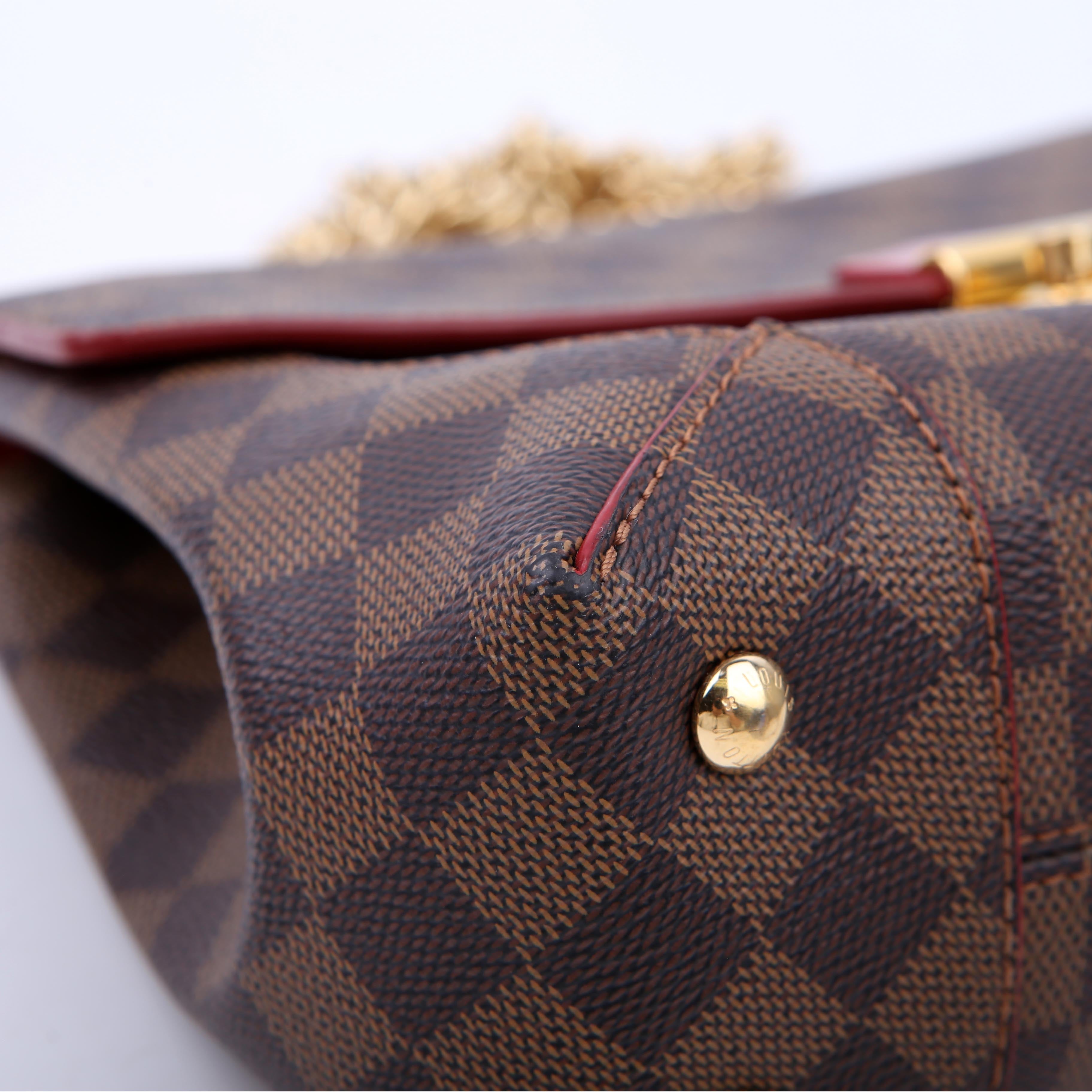 Louis Vuitton Caissa Chain Clutch Damier Ebene Red