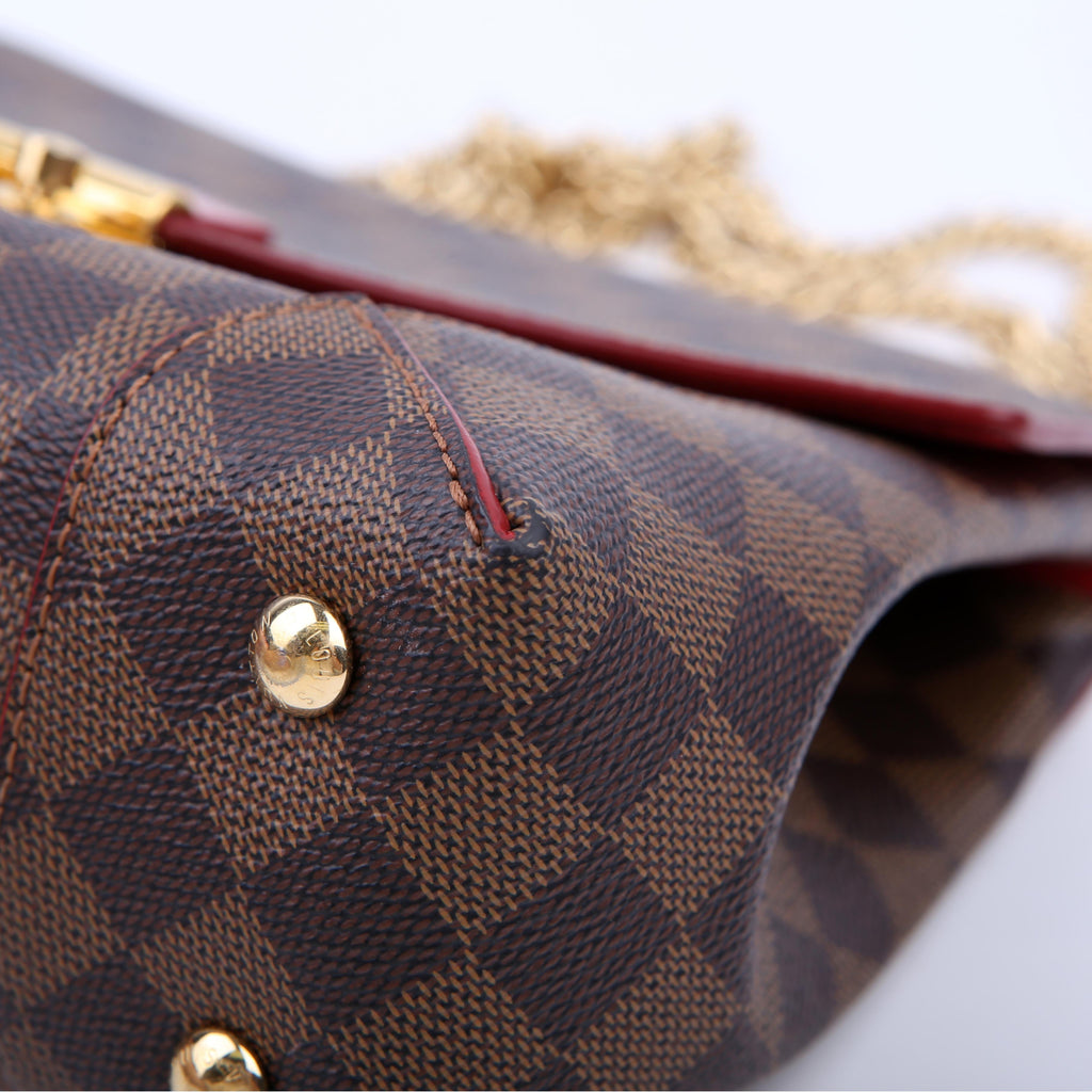 Louis Vuitton Caissa Chain Clutch Damier Ebene Red