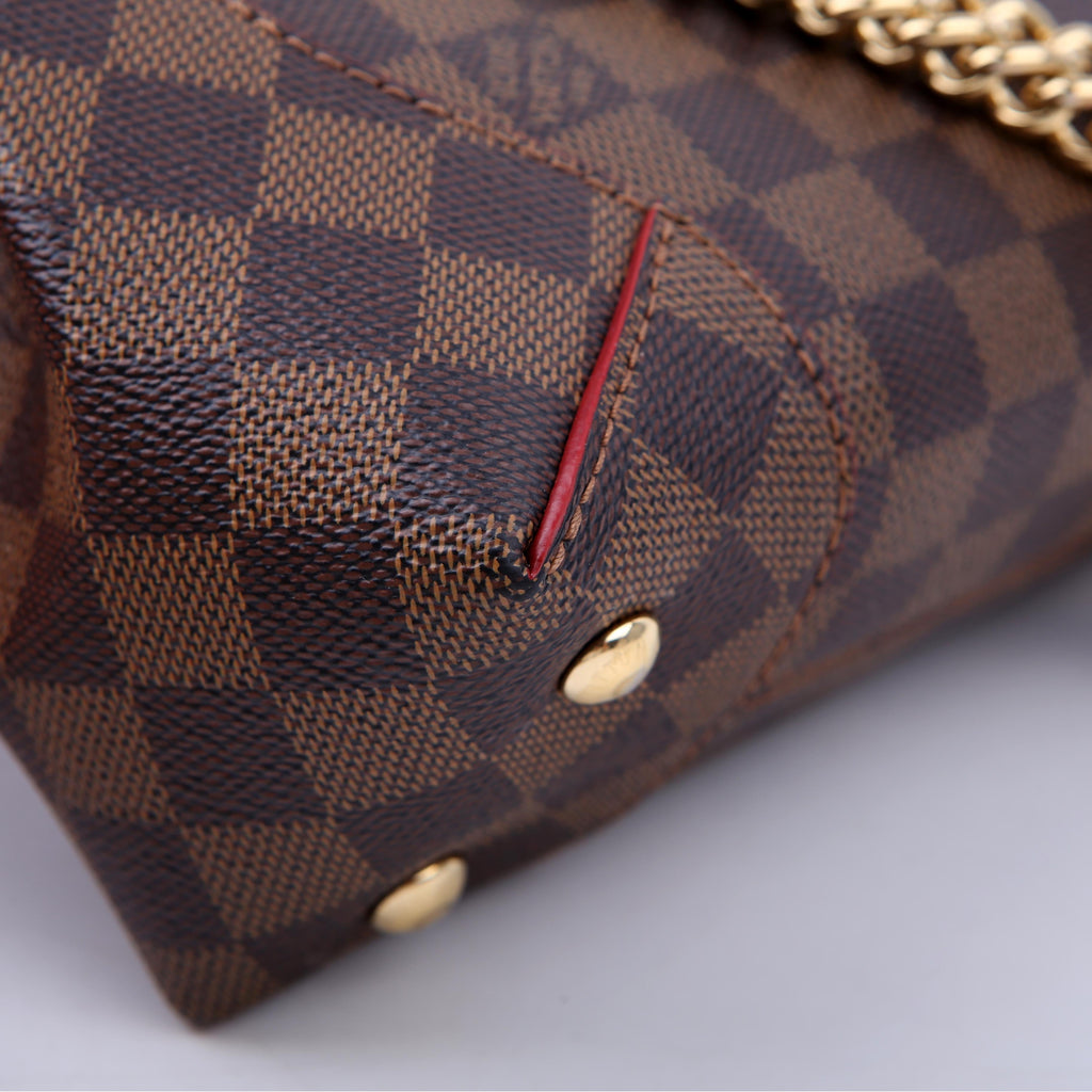 Louis Vuitton Caissa Chain Clutch Damier Ebene Red