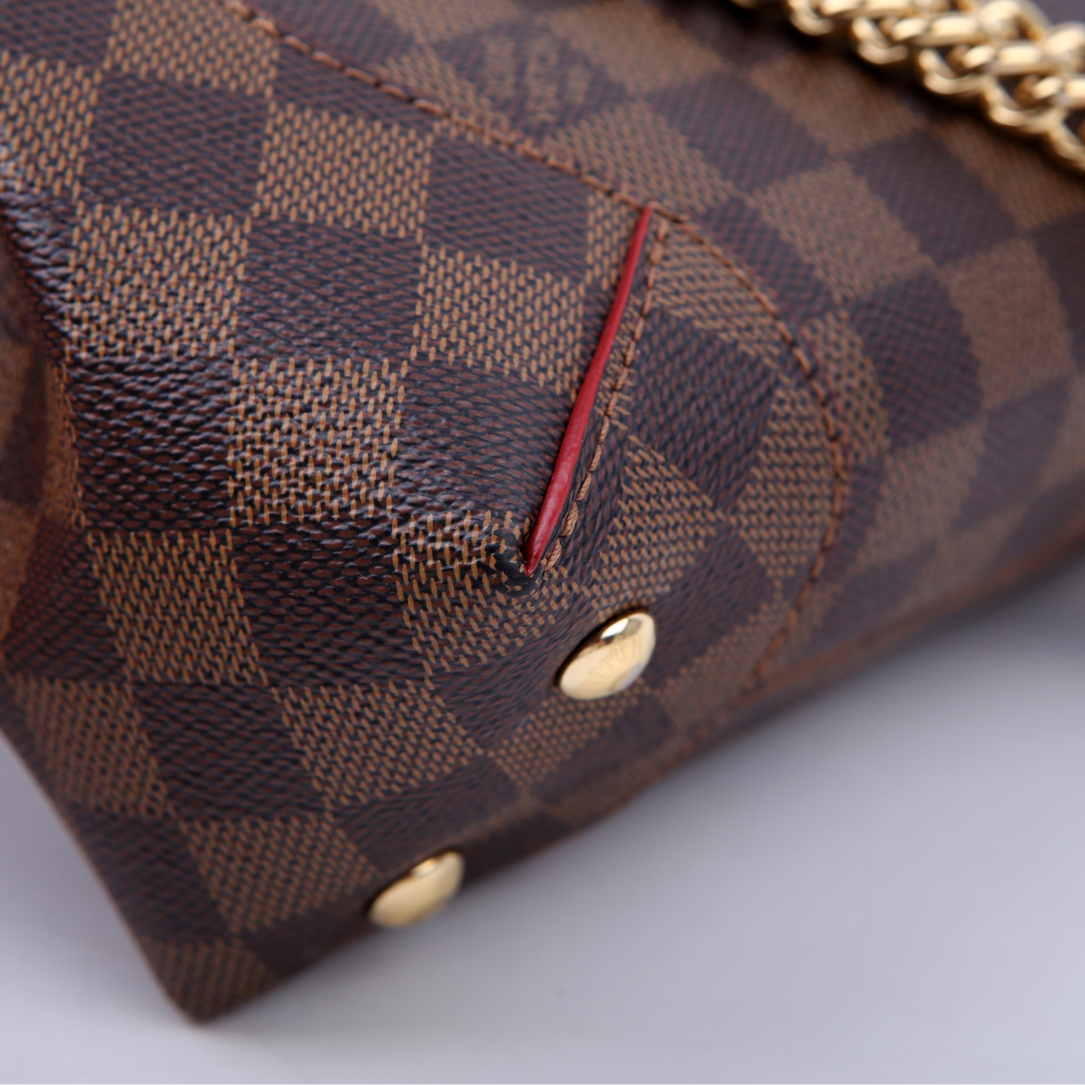 Louis Vuitton Caissa Chain Clutch Damier Ebene Red