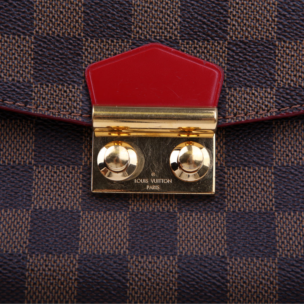 Louis Vuitton Caissa Chain Clutch Damier Ebene Red