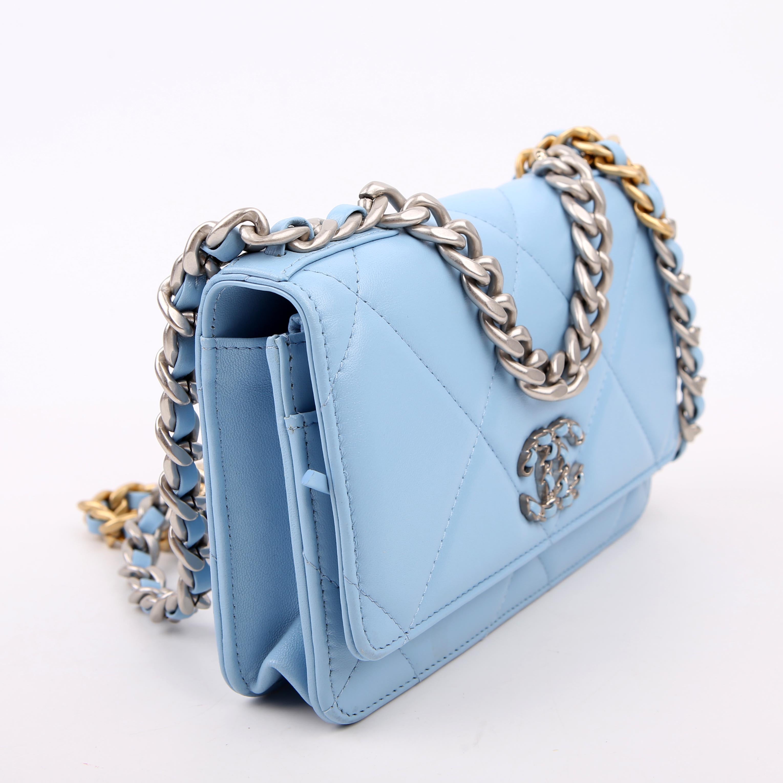 Chanel Chanel 19 WOC Quilted Lambskin RFID Blue